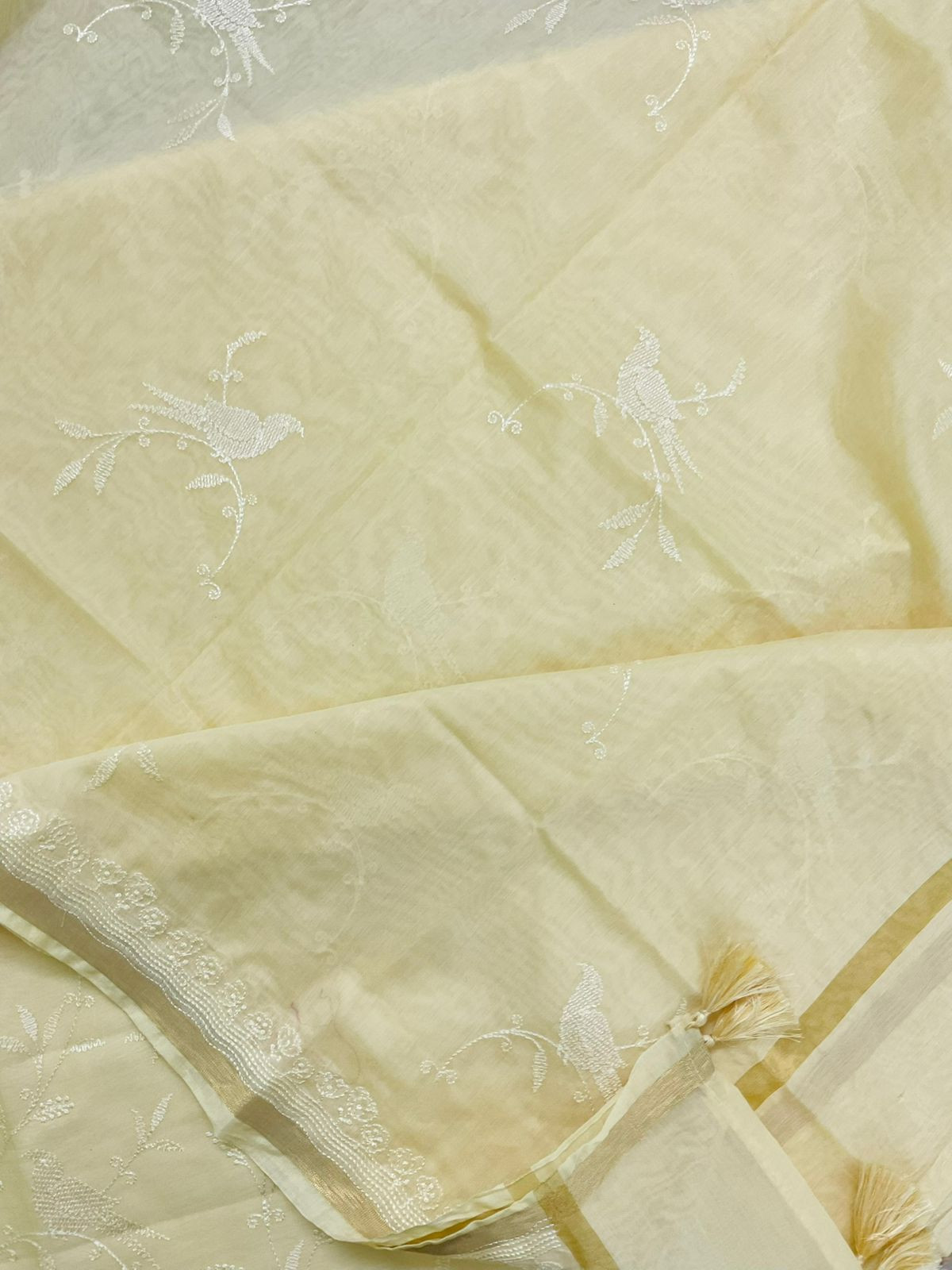 Soft Chanderi Embroidered Suit - Yellow