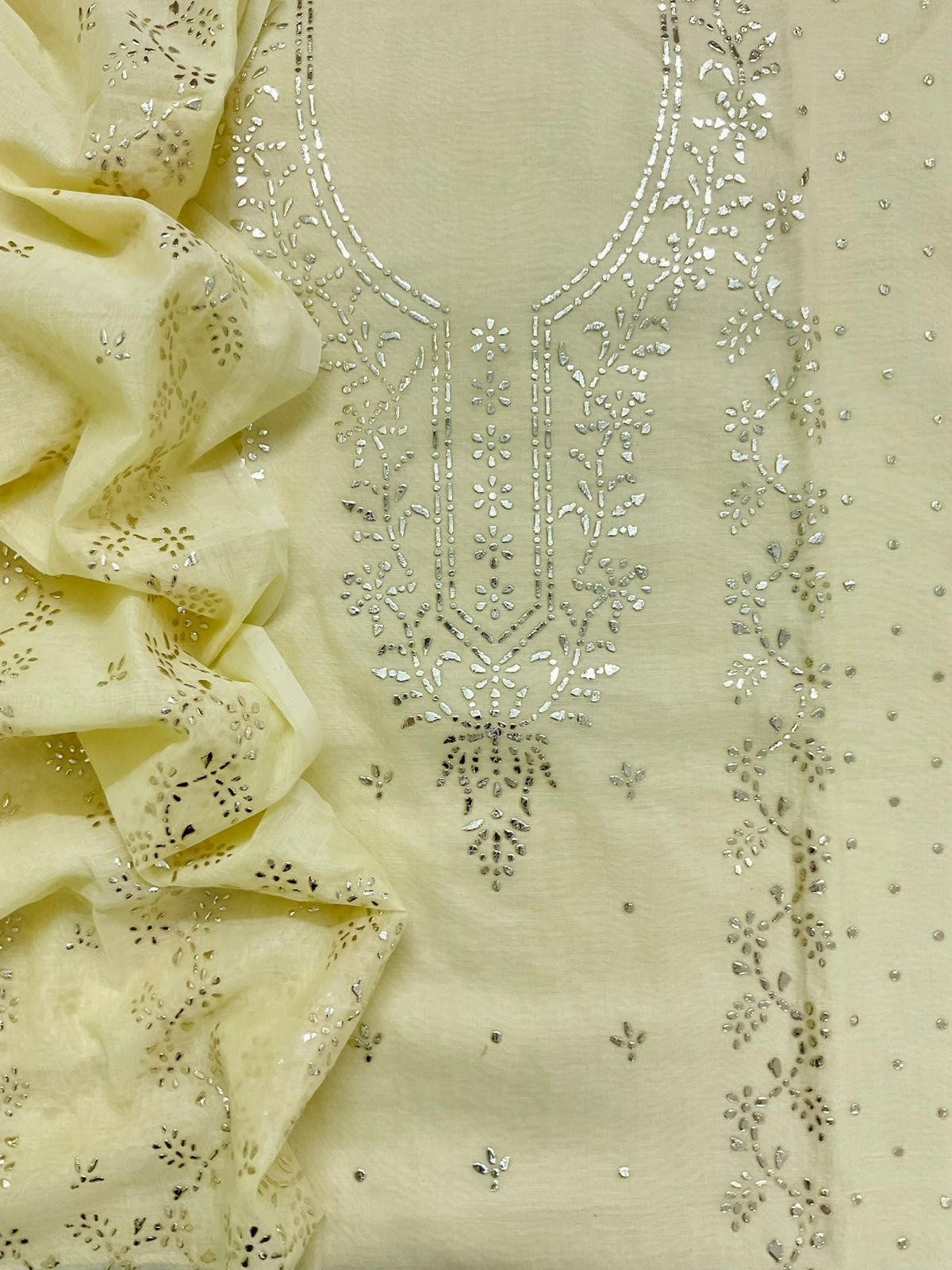 Soft Chanderi Embroidered Suit - Yellow