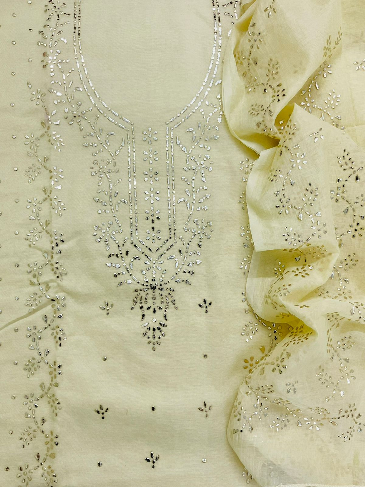 Soft Chanderi Embroidered Suit - Yellow