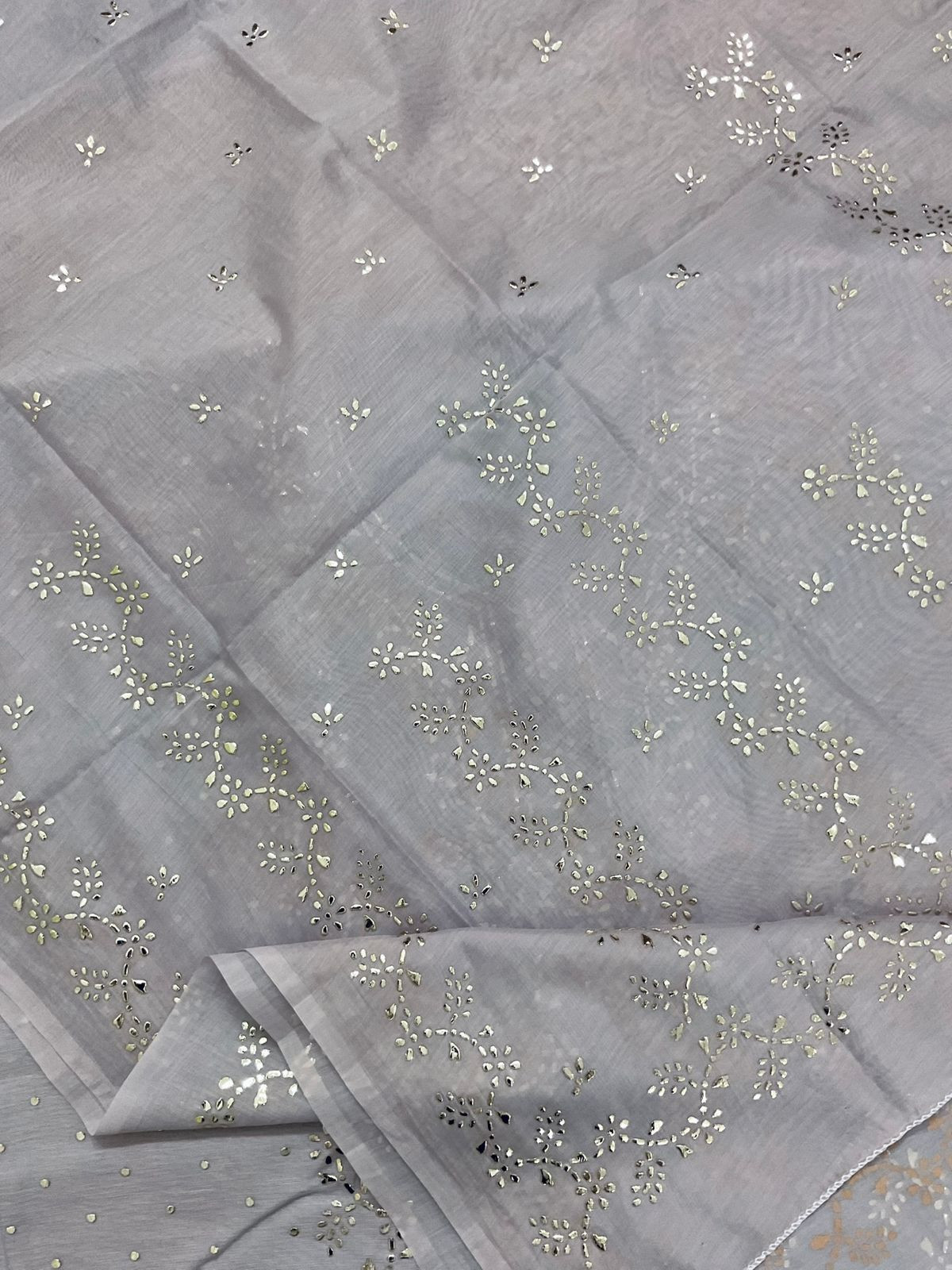 Soft Chanderi Embroidered Suit - Light Lavender