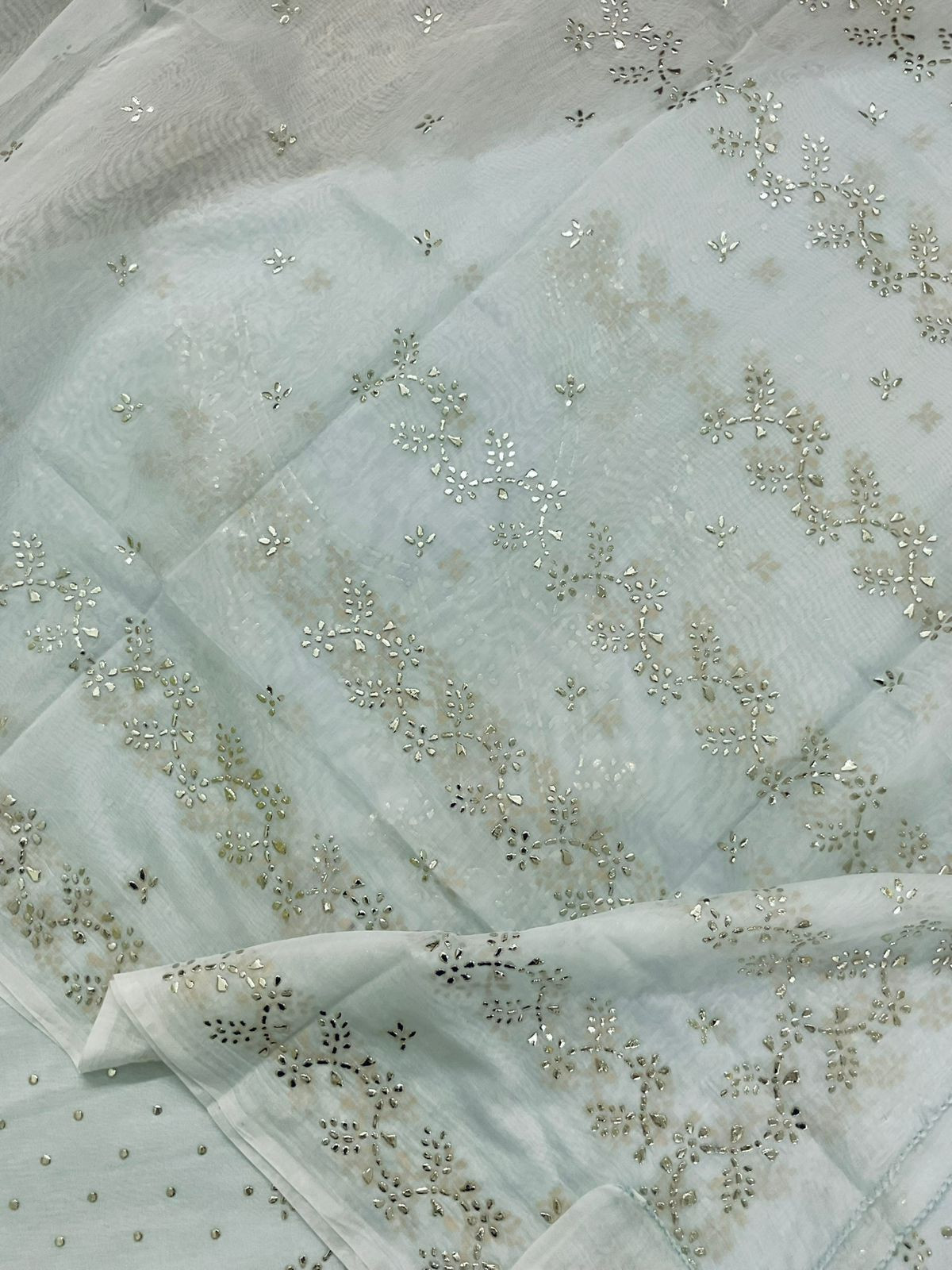 Soft Chanderi Embroidered Suit - Powder Blue