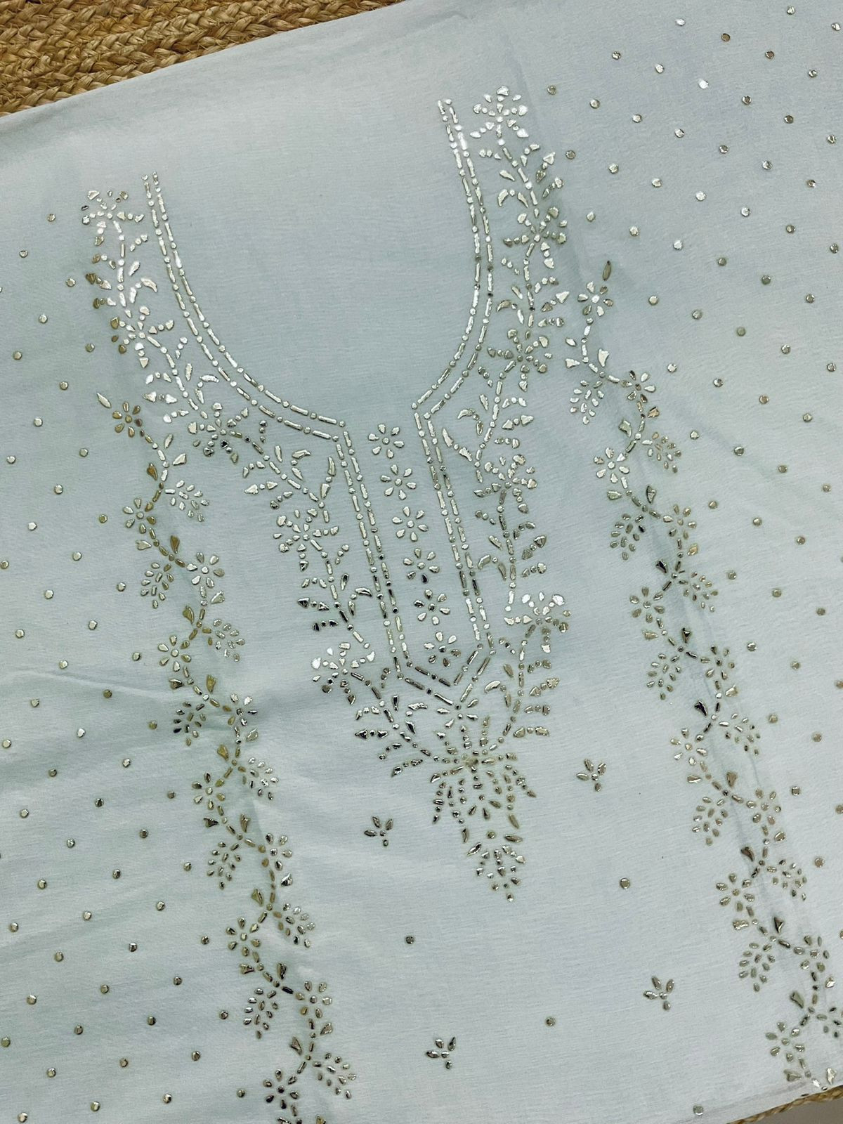 Soft Chanderi Embroidered Suit - Powder Blue
