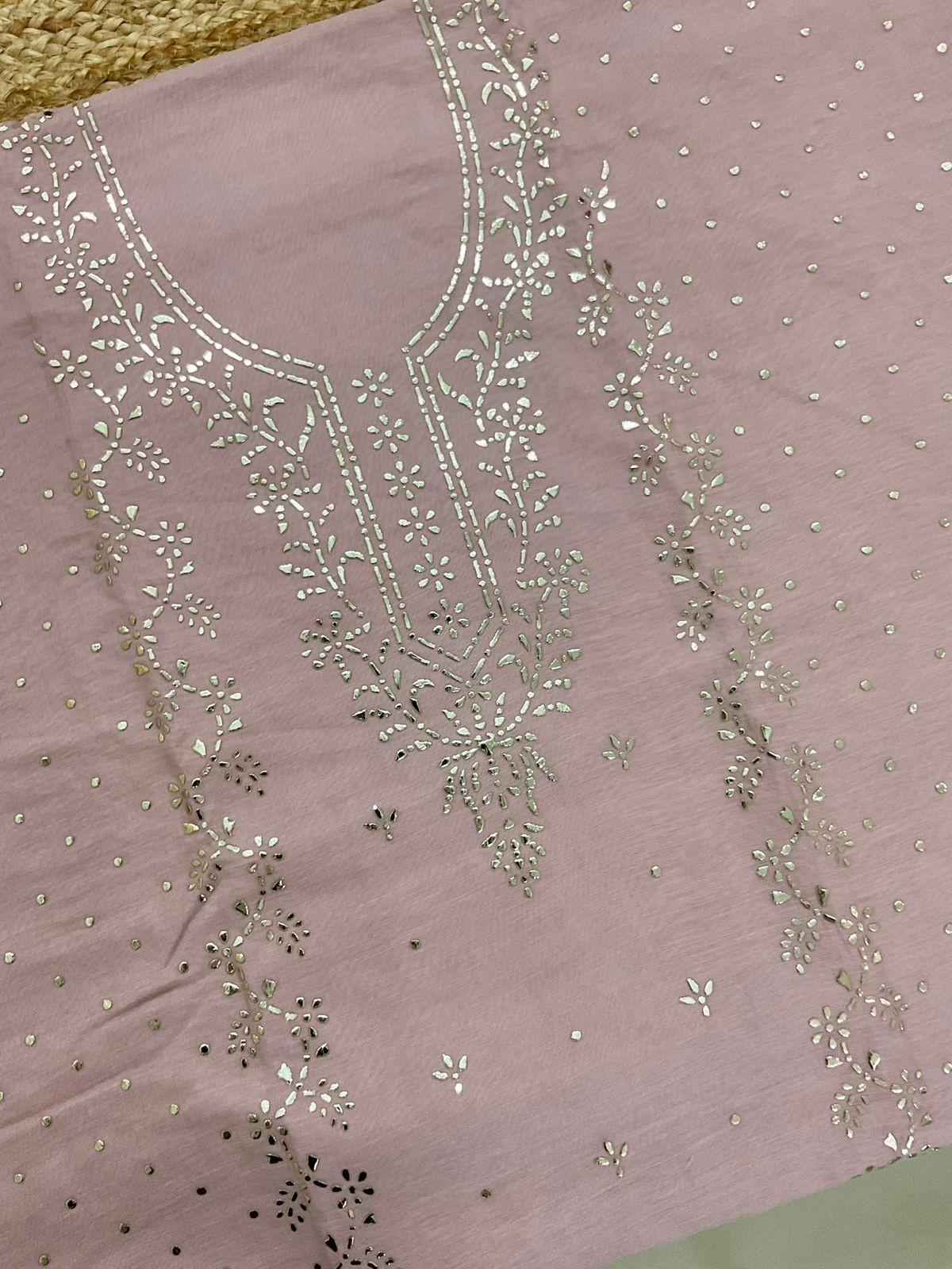 Soft Chanderi Embroidered Suit - Onion Pink
