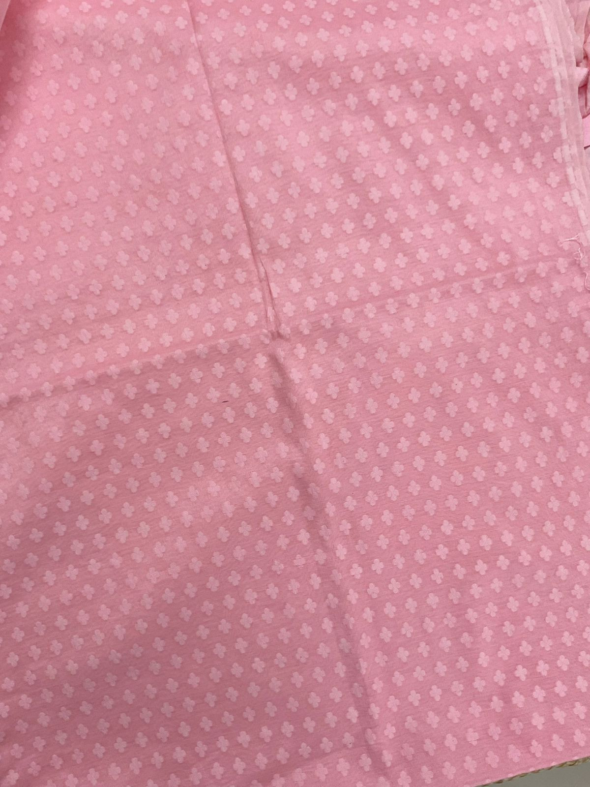 Soft Chanderi Self Weaved Embroidered Suit - Pink