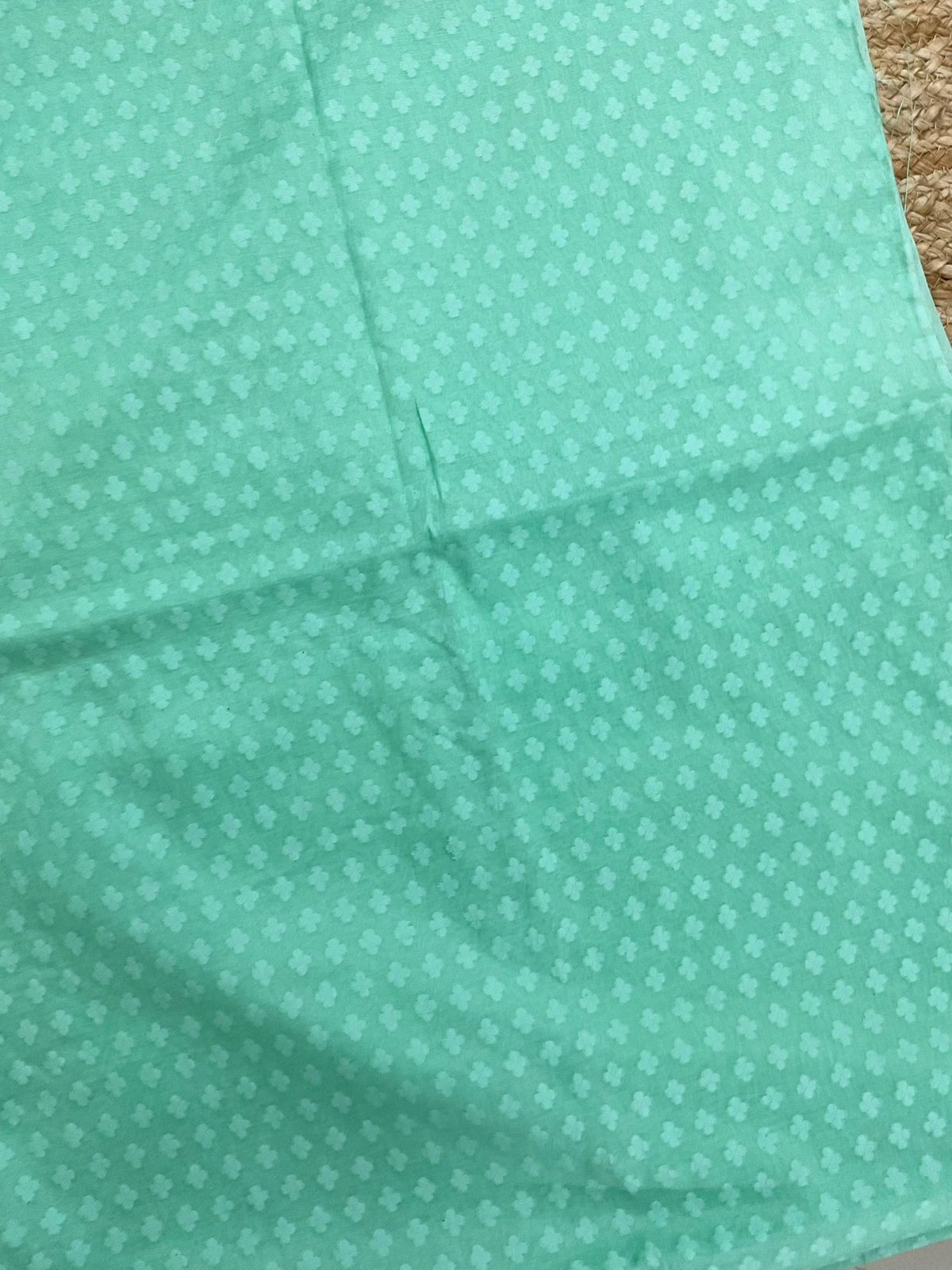 Soft Chanderi Self Weaved Embroidered Suit - Green