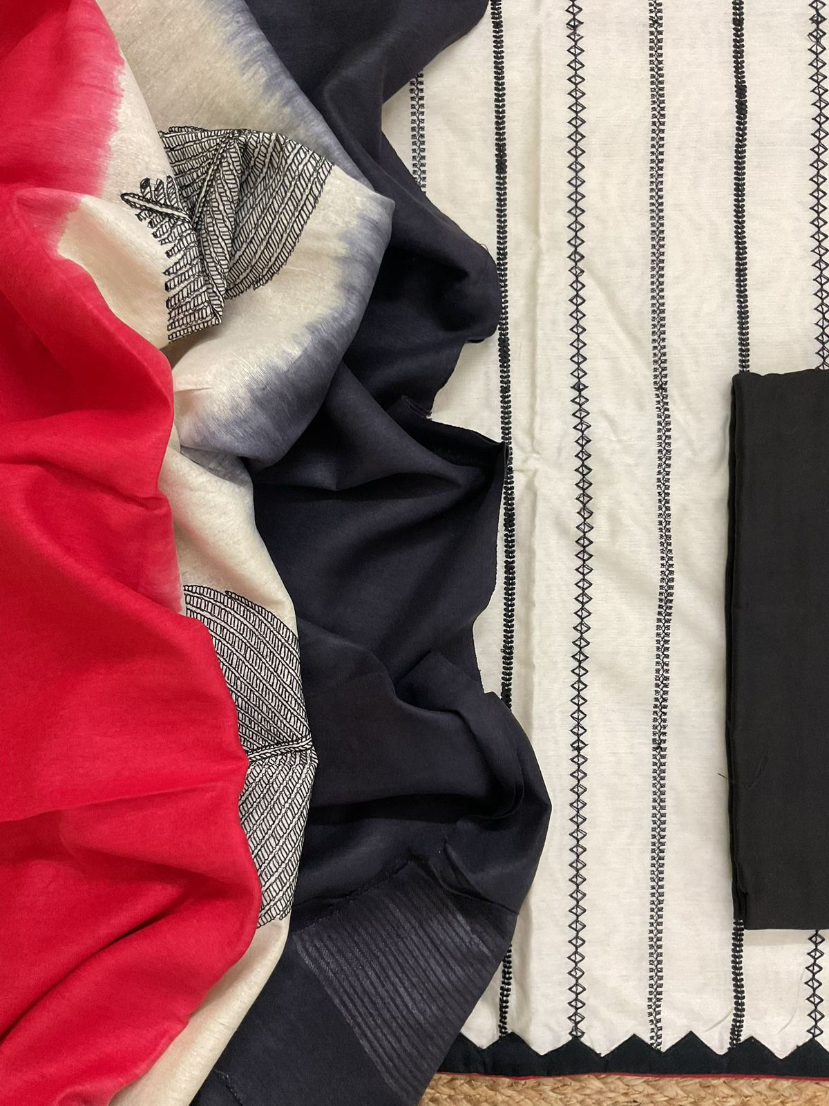 Pure Chanderi Embroidered Suit - Cream