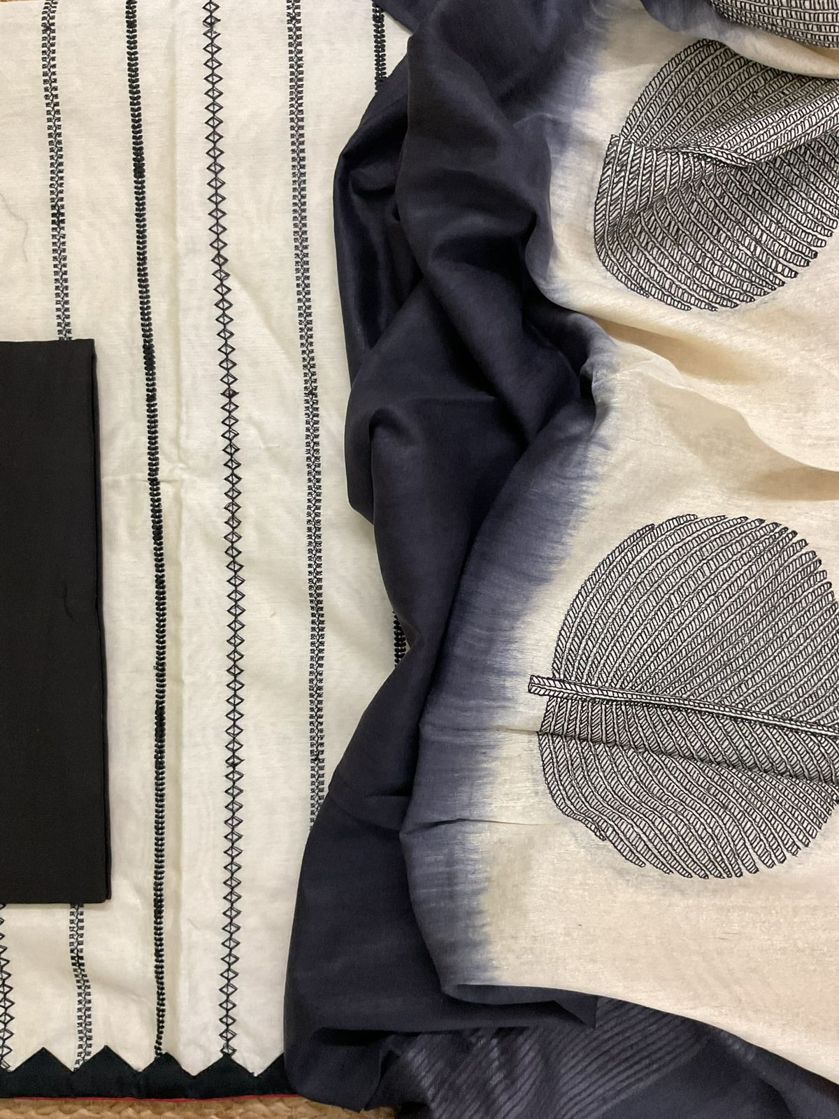 Pure Chanderi Embroidered Suit - Cream