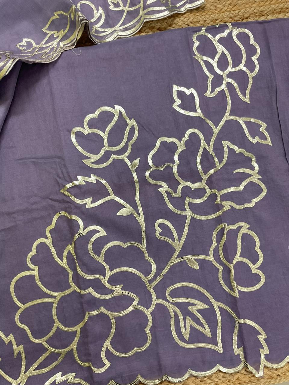 Pure Chanderi Embroidered Suit - Lavender