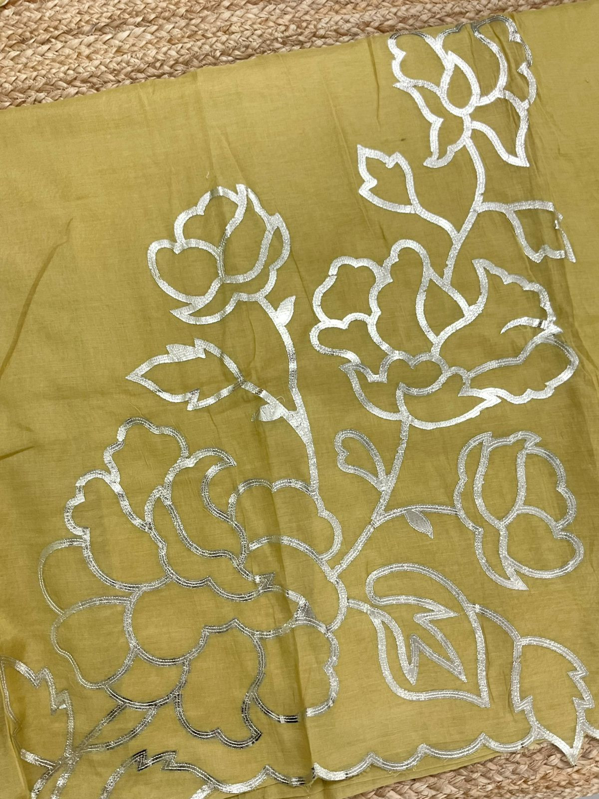 Pure Chanderi Embroidered Suit - Yellow