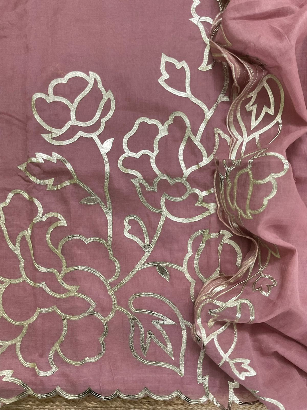 Pure Chanderi Embroidered Suit - Pink