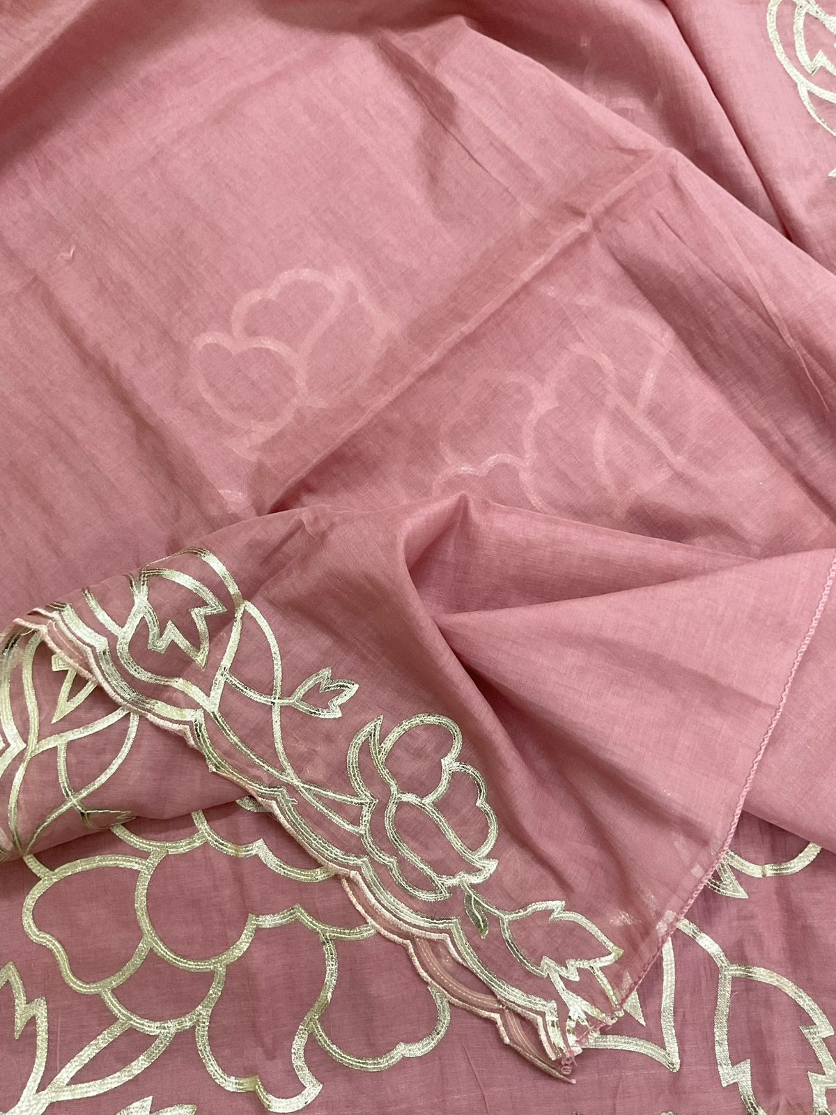 Pure Chanderi Embroidered Suit - Pink