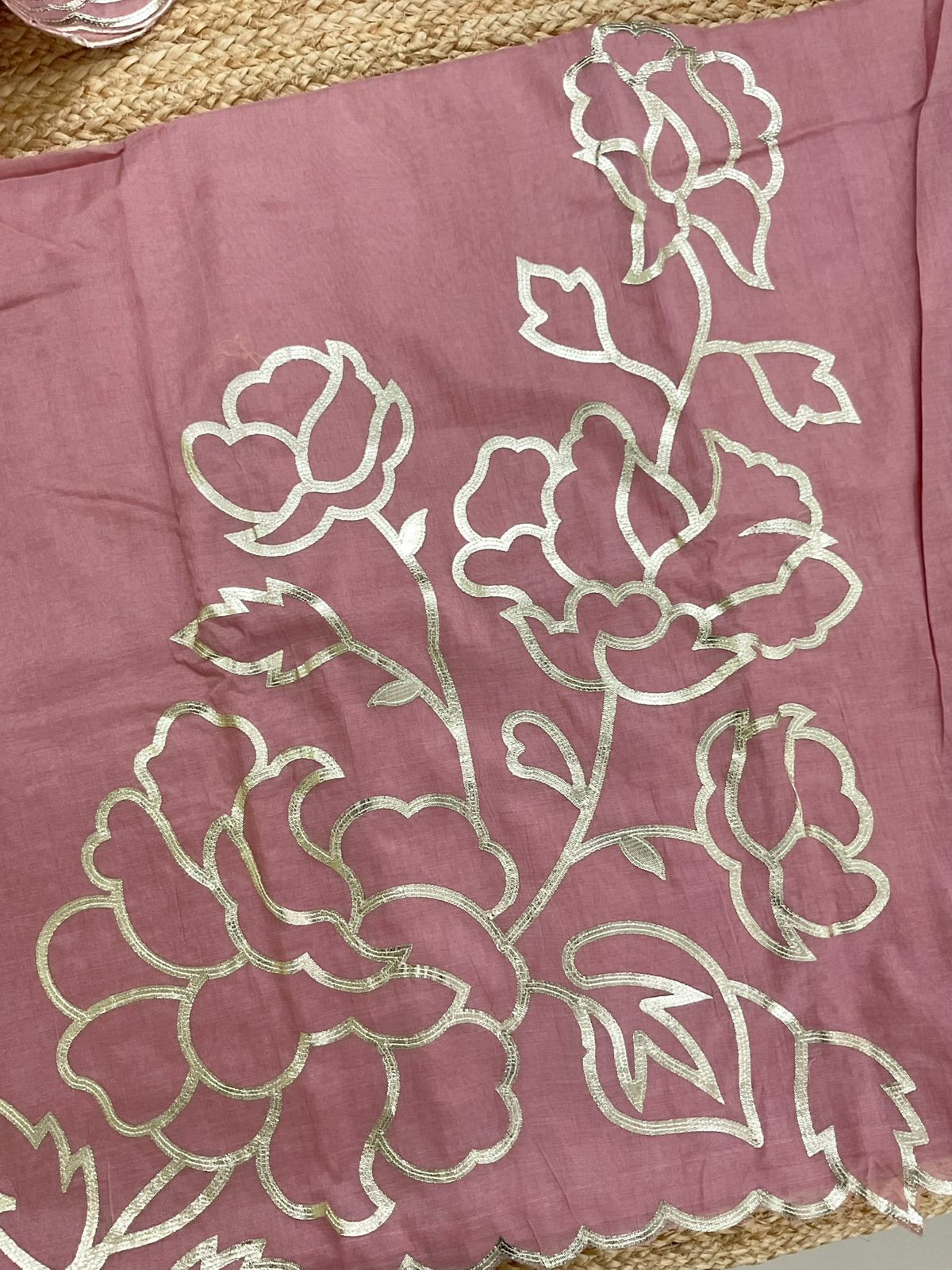 Pure Chanderi Embroidered Suit - Pink