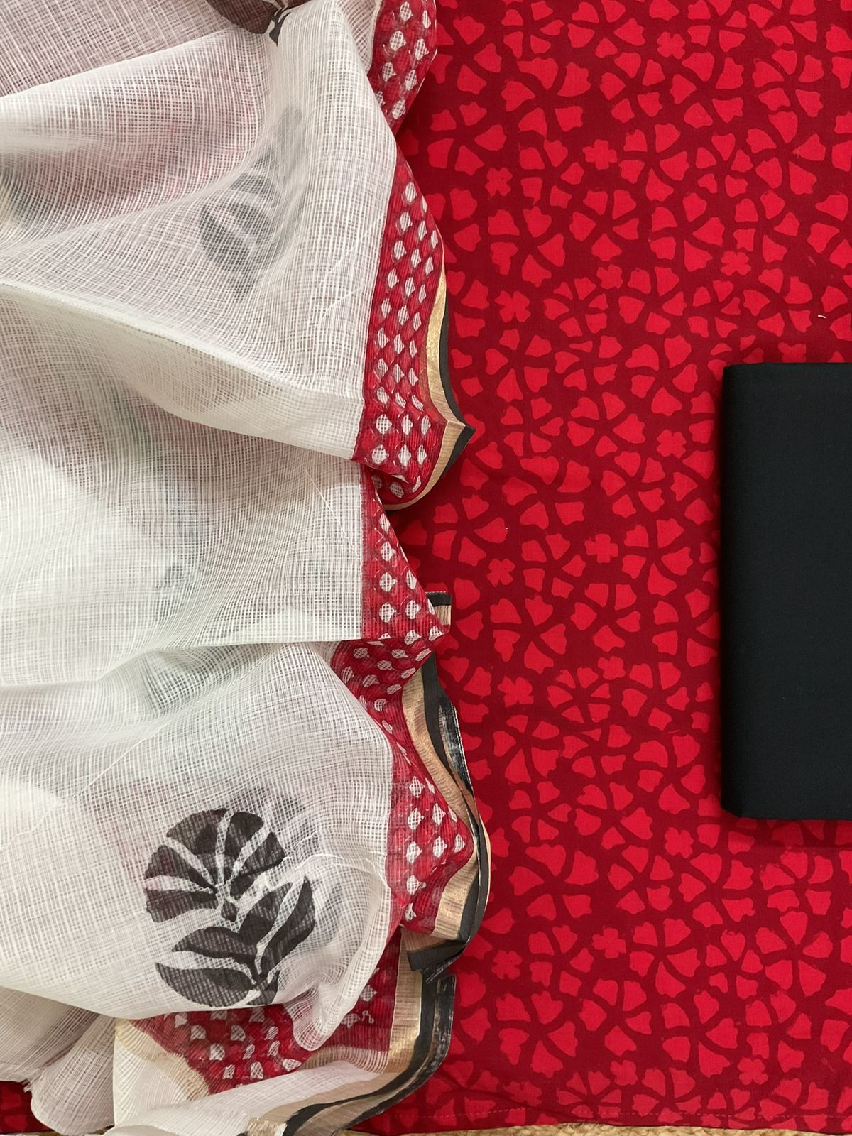 Pure Cotton Printed Suit - Red