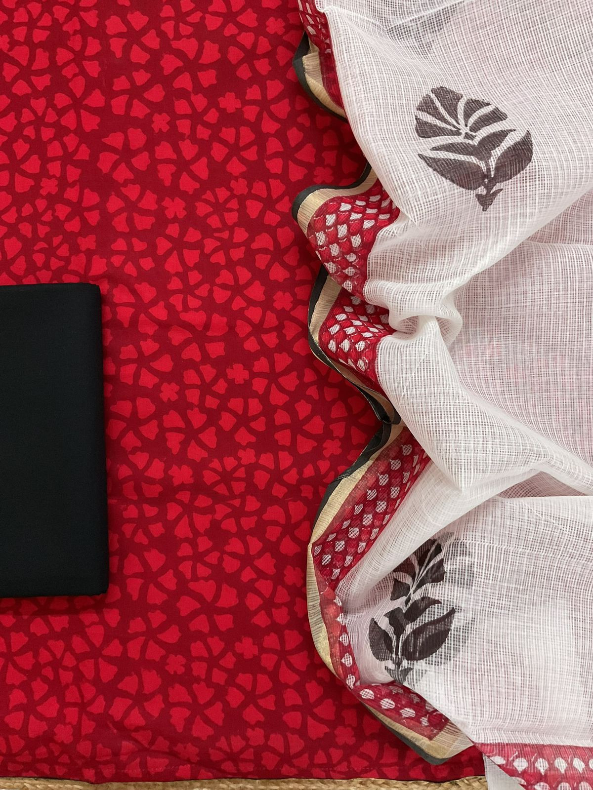 Pure Cotton Printed Suit - Red