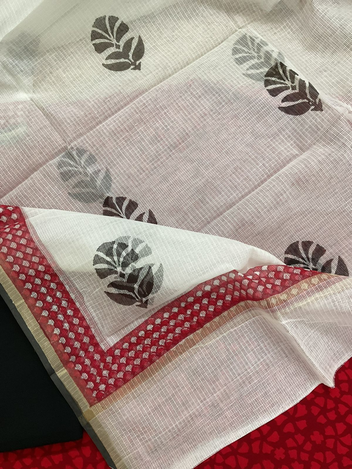 Pure Cotton Printed Suit - Red