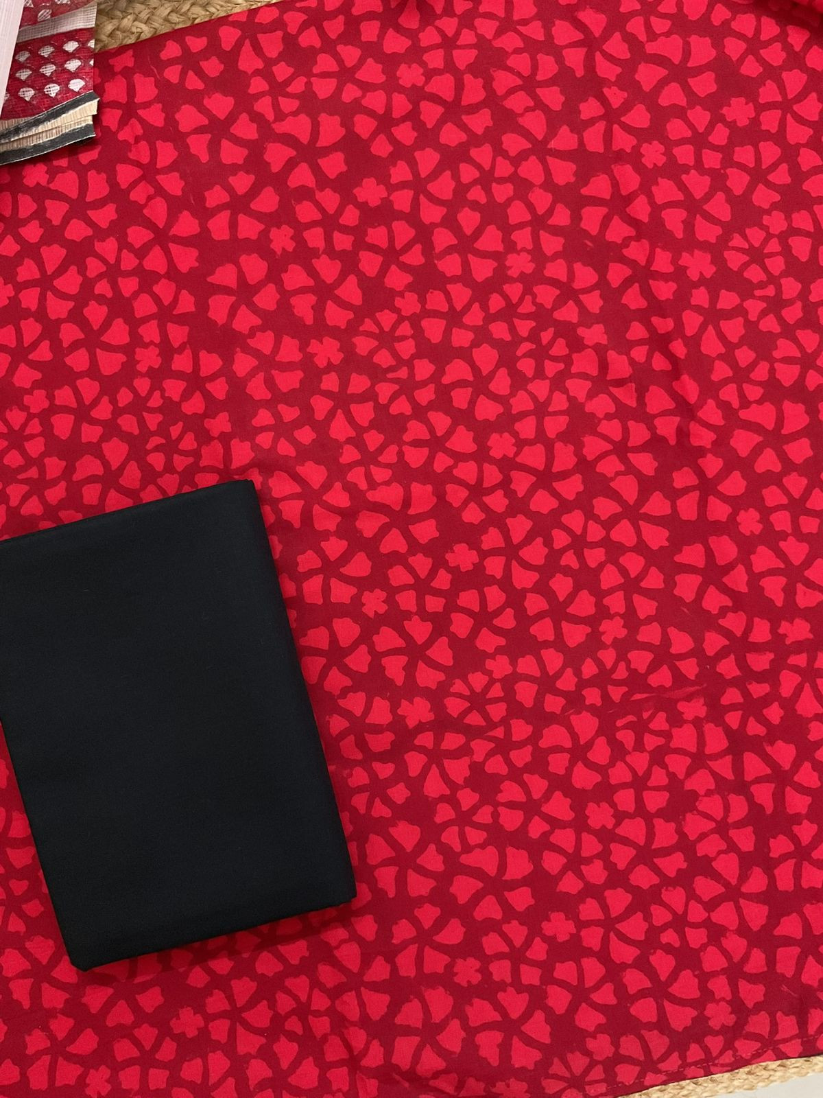 Pure Cotton Printed Suit - Red