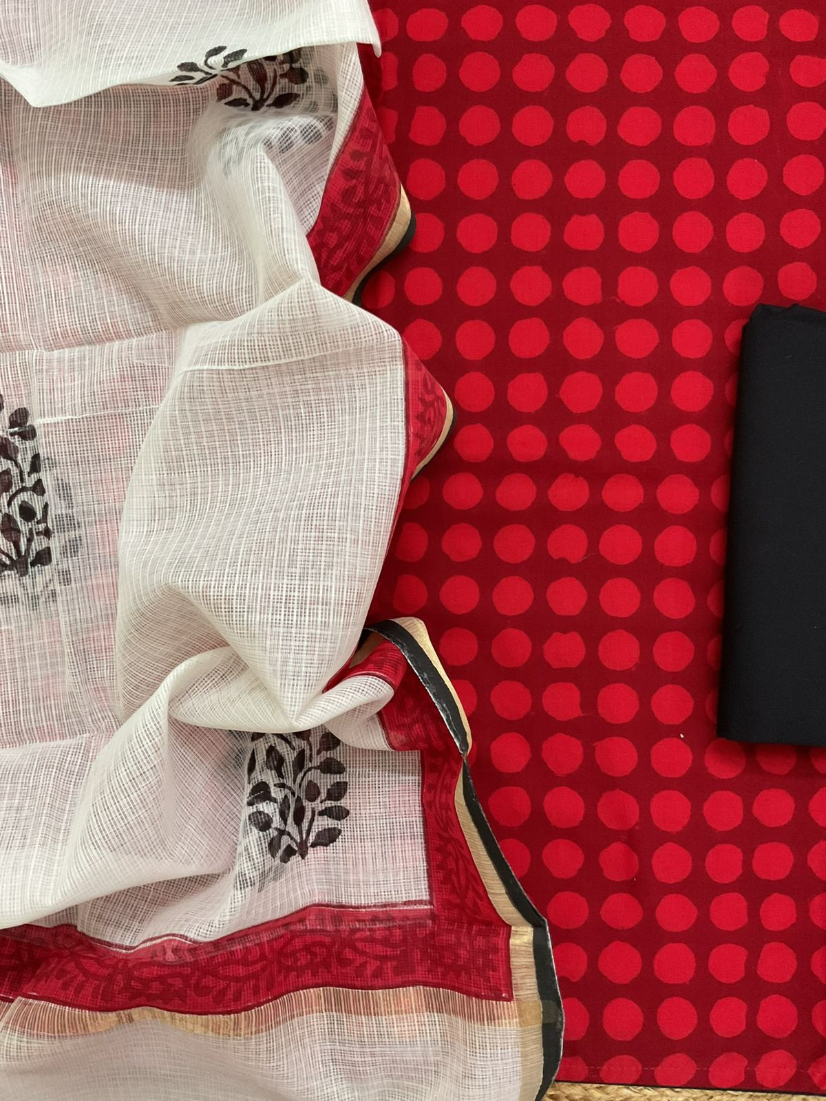 Pure Cotton Printed Suit - Red