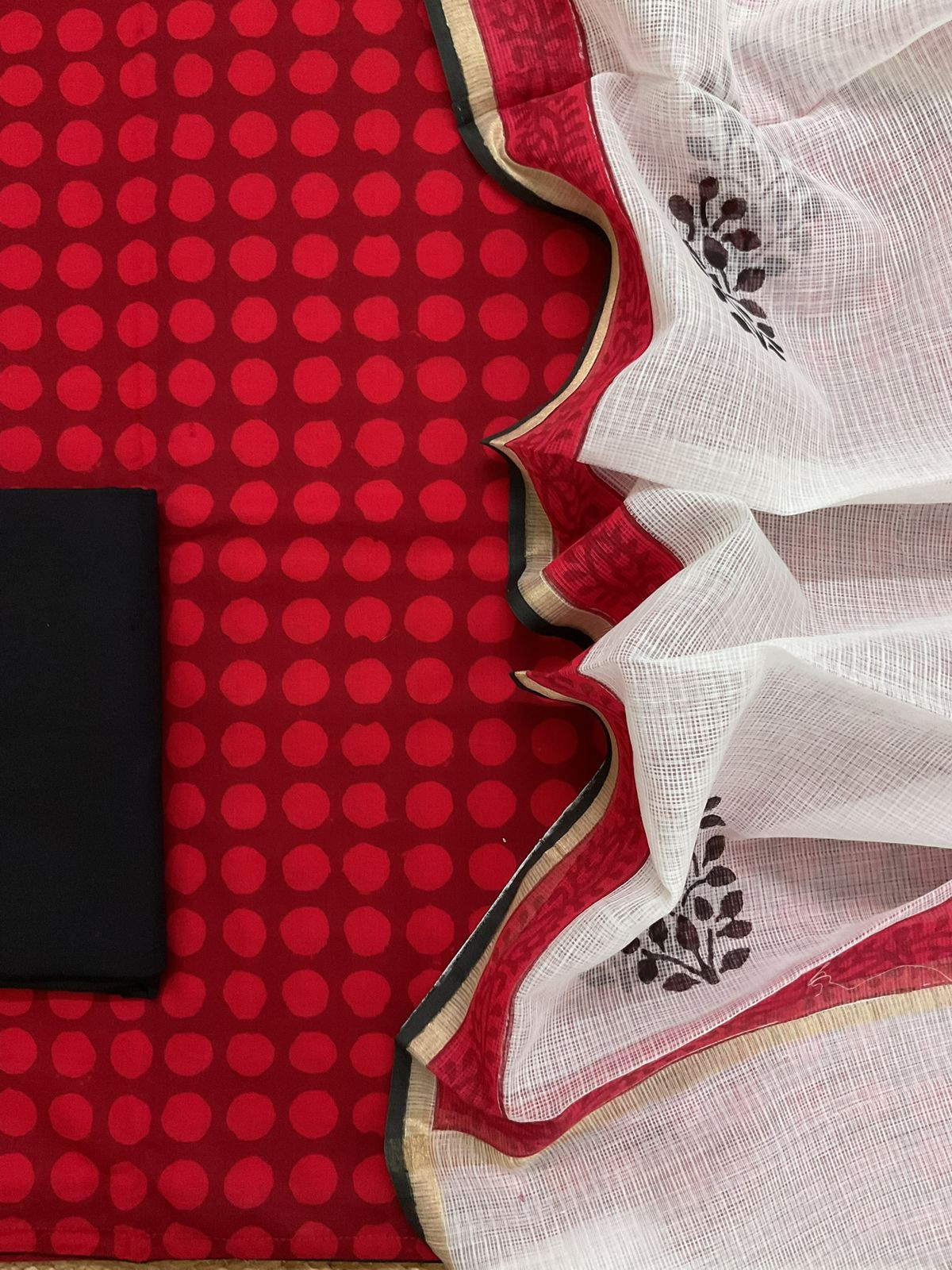 Pure Cotton Printed Suit - Red