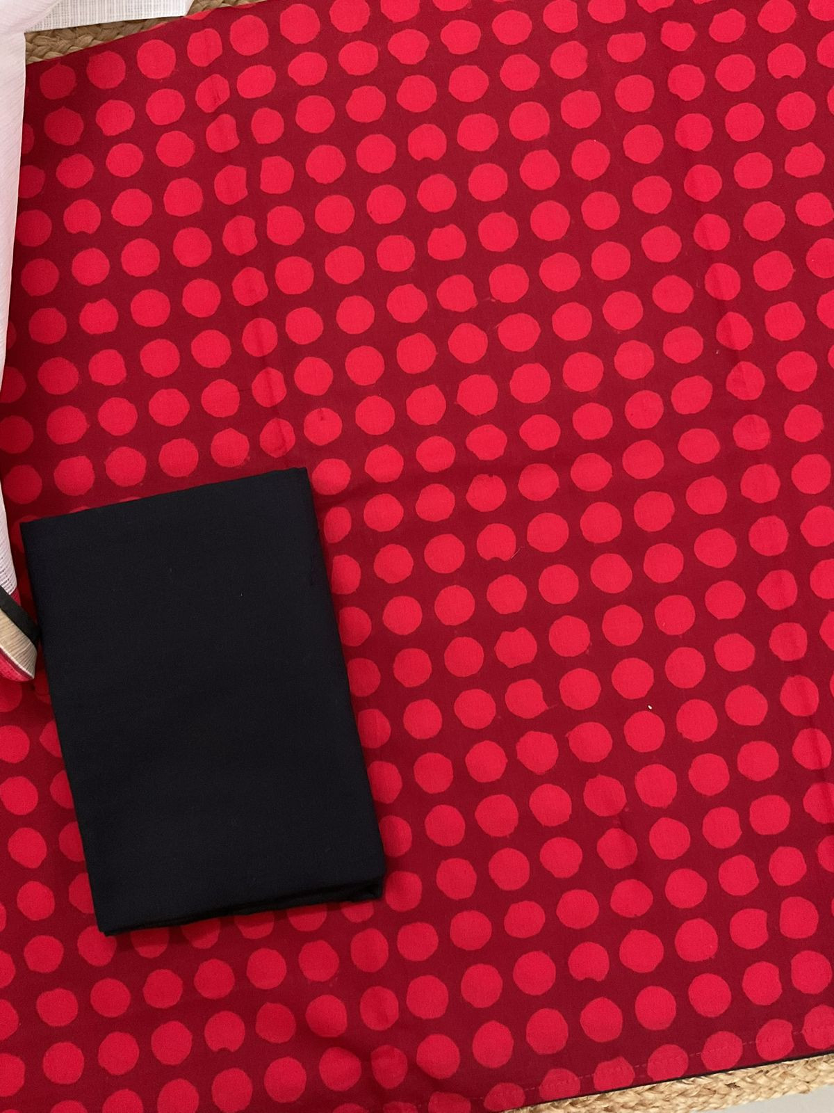 Pure Cotton Printed Suit - Red
