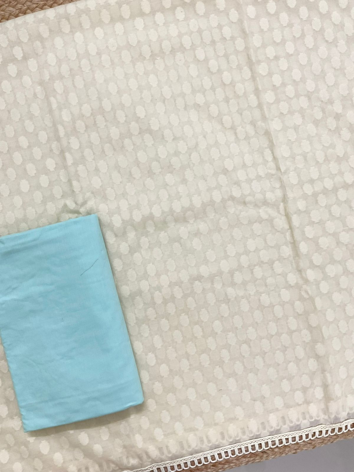 Pure Chanderi Self Weaved Embroidered Suit - Cream