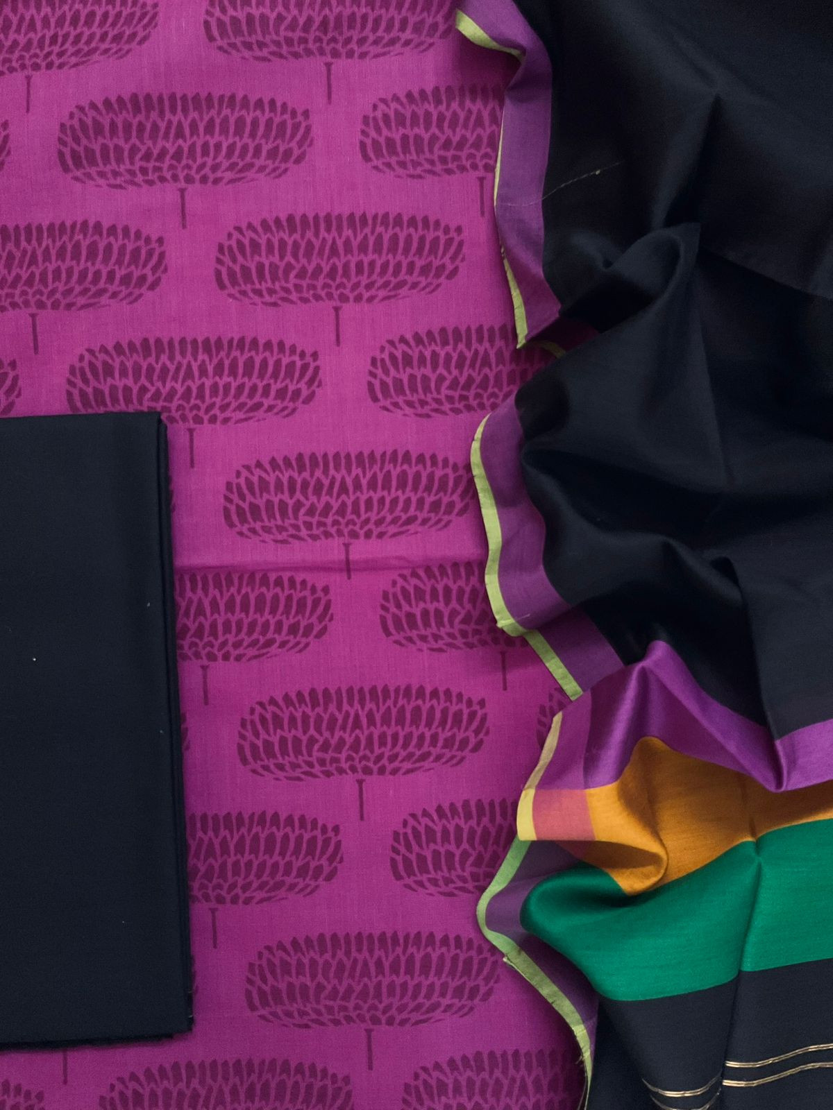 Pure Cotton Printed Suit - Purplish Pink