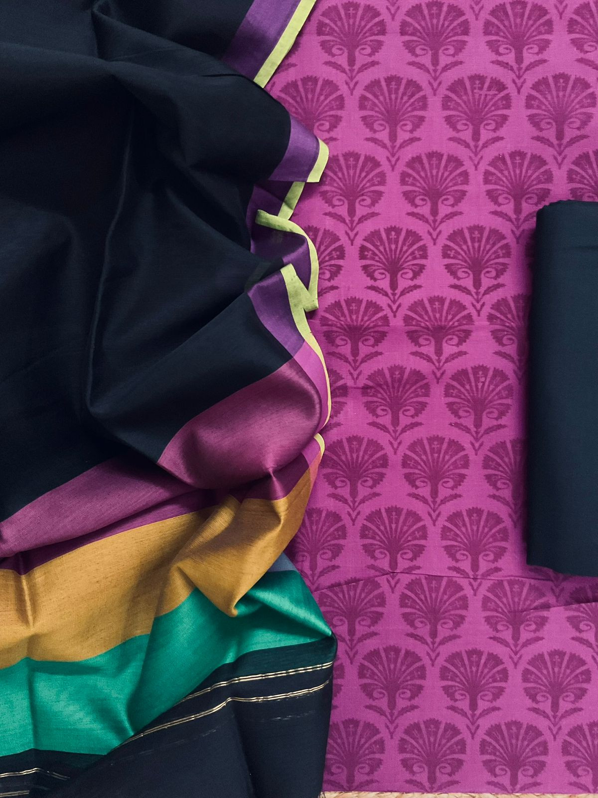 Pure Cotton Printed Suit - Purplish Pink