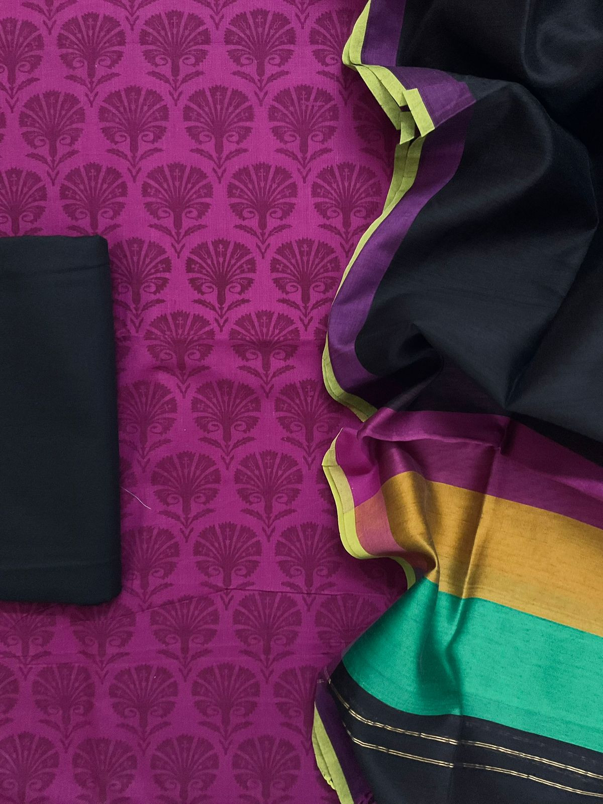 Pure Cotton Printed Suit - Purplish Pink