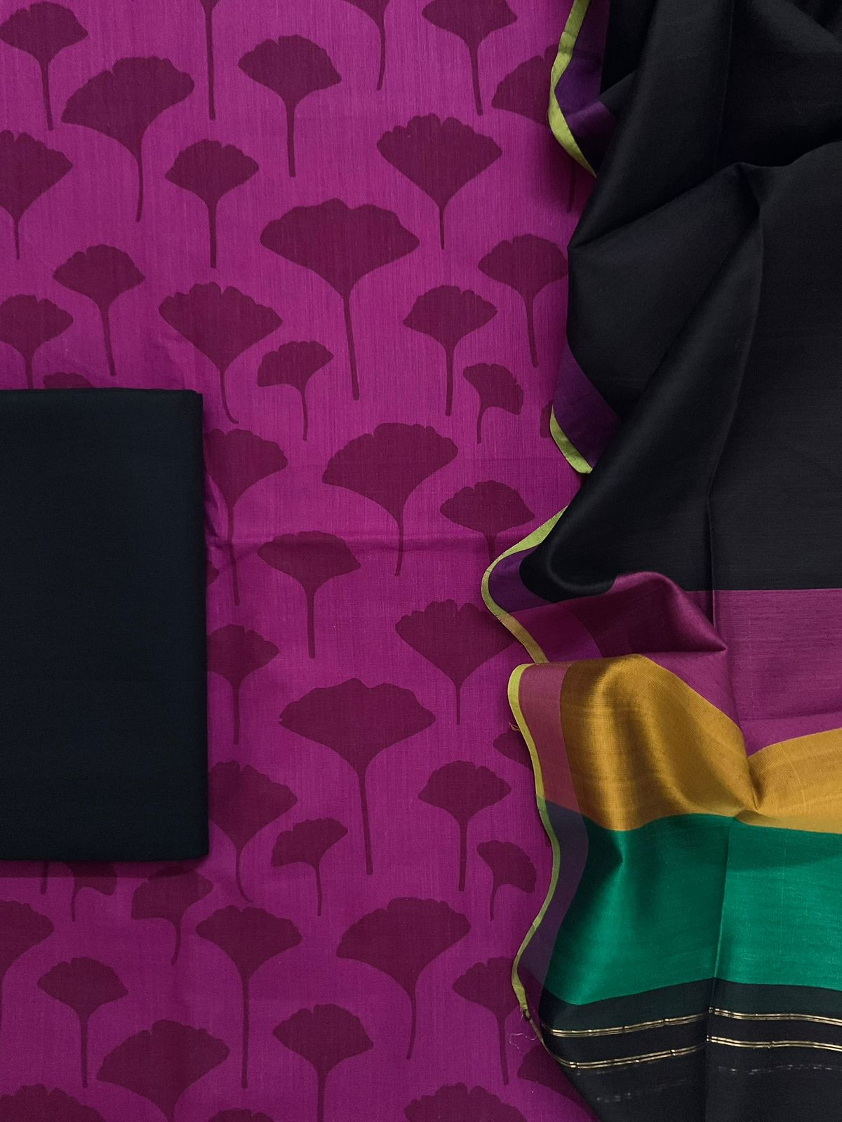 Pure Cotton Printed Suit - Purplish Pink