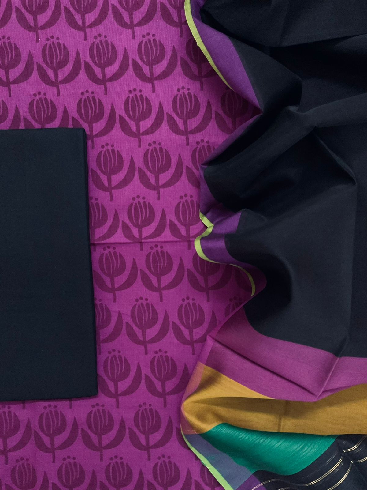 Pure Cotton Printed Suit - Purplish Pink