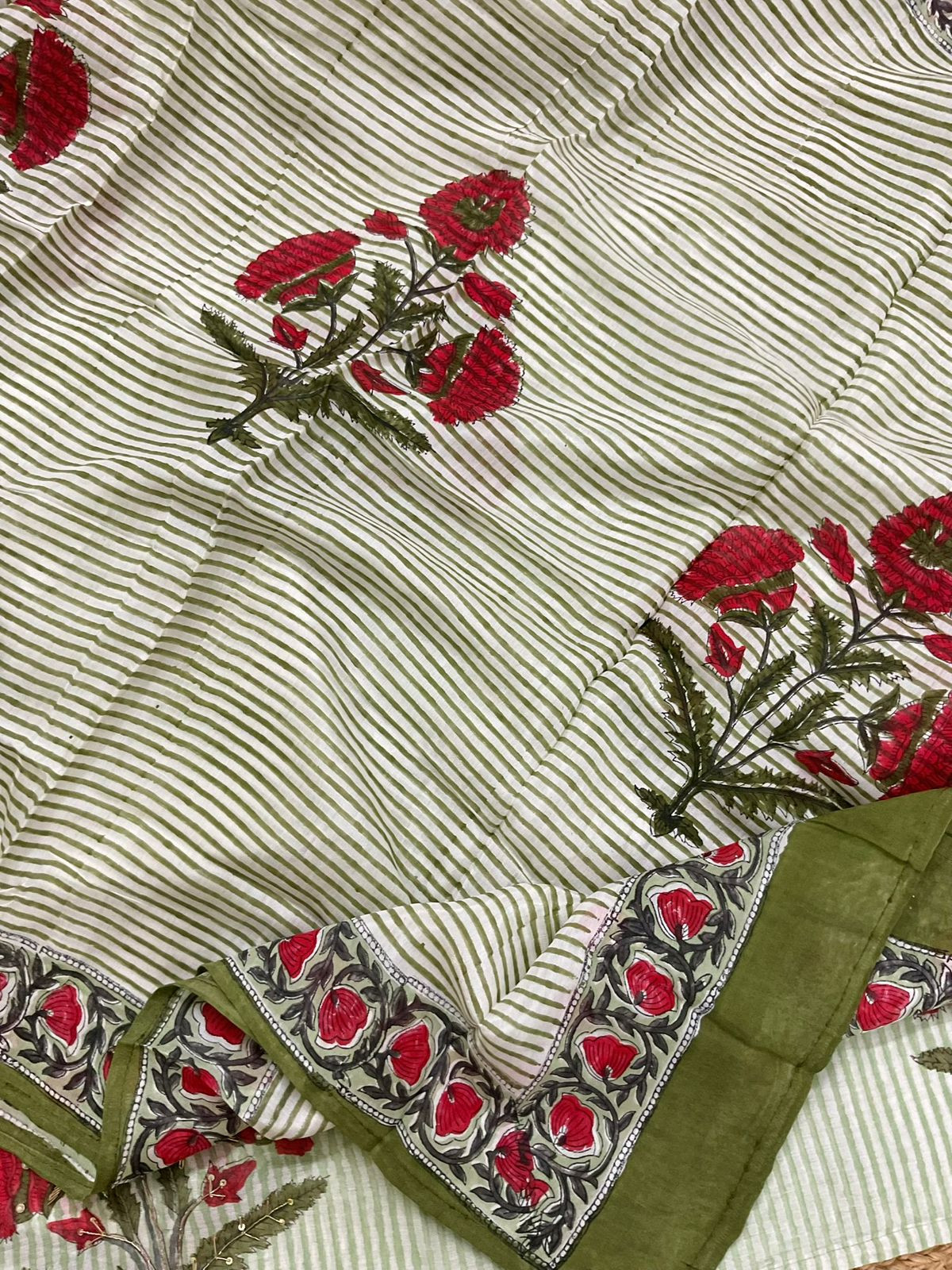 Pure Chanderi Printed Embroidered Suit - Green