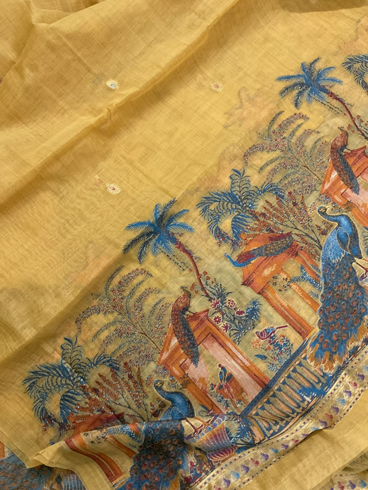 Soft Slub Chanderi Jamdani Weaved Suit - Yellow