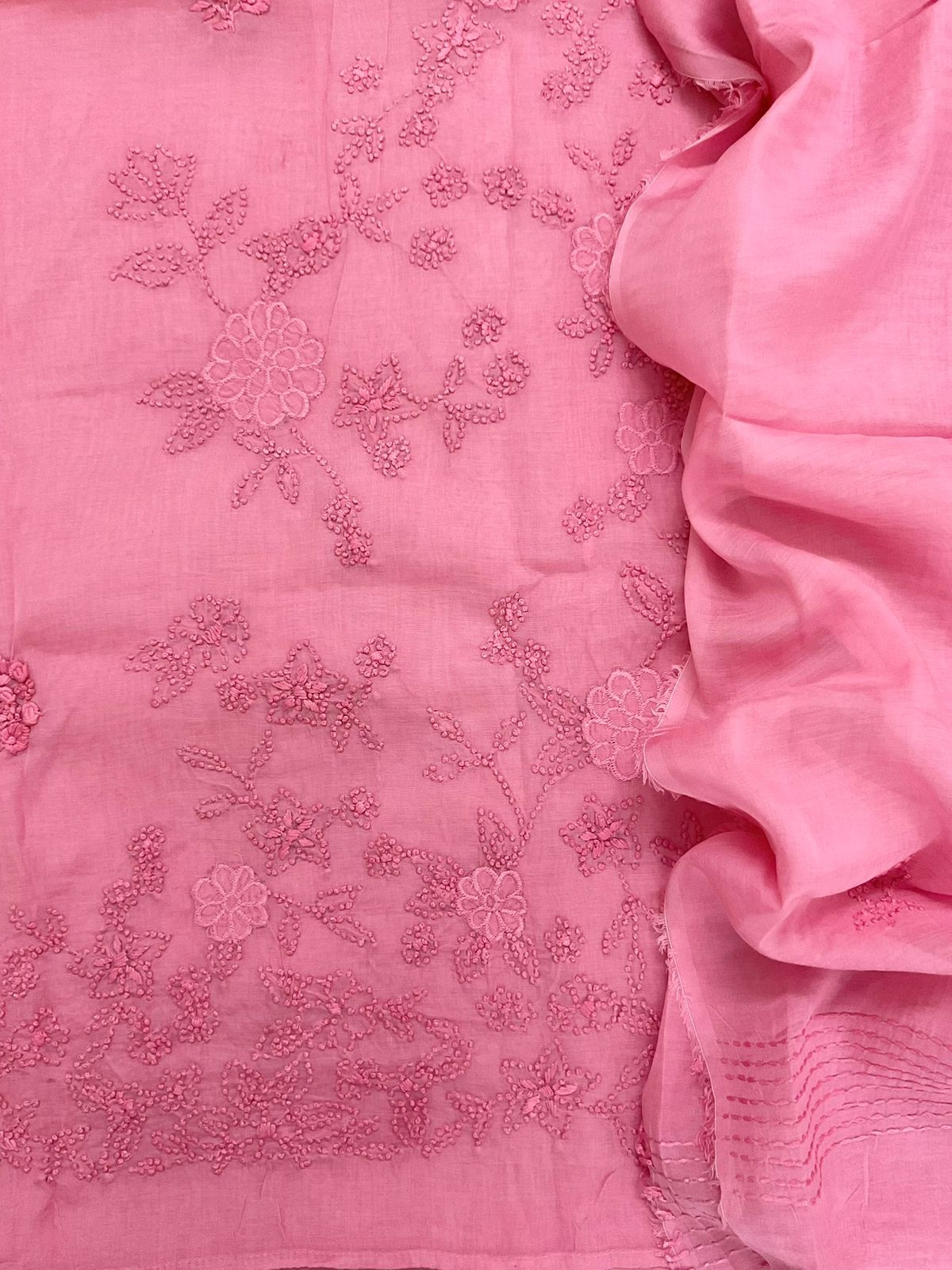 Pure Chanderi Embroidered Suit - Pink