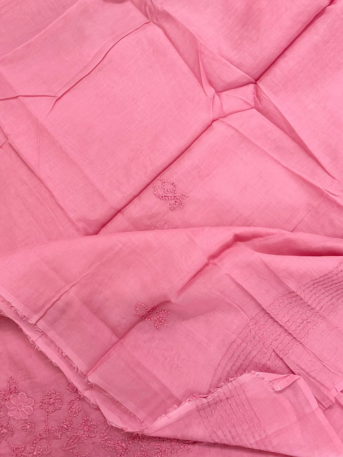 Pure Chanderi Embroidered Suit - Pink