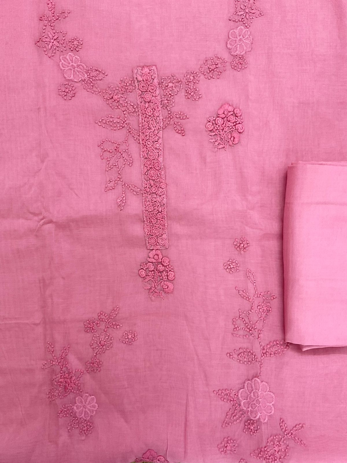 Pure Chanderi Embroidered Suit - Pink
