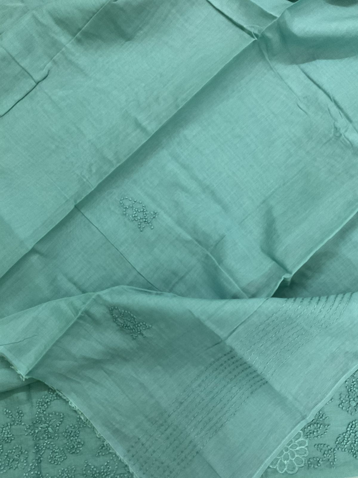 Pure Chanderi Embroidered Suit - Blue