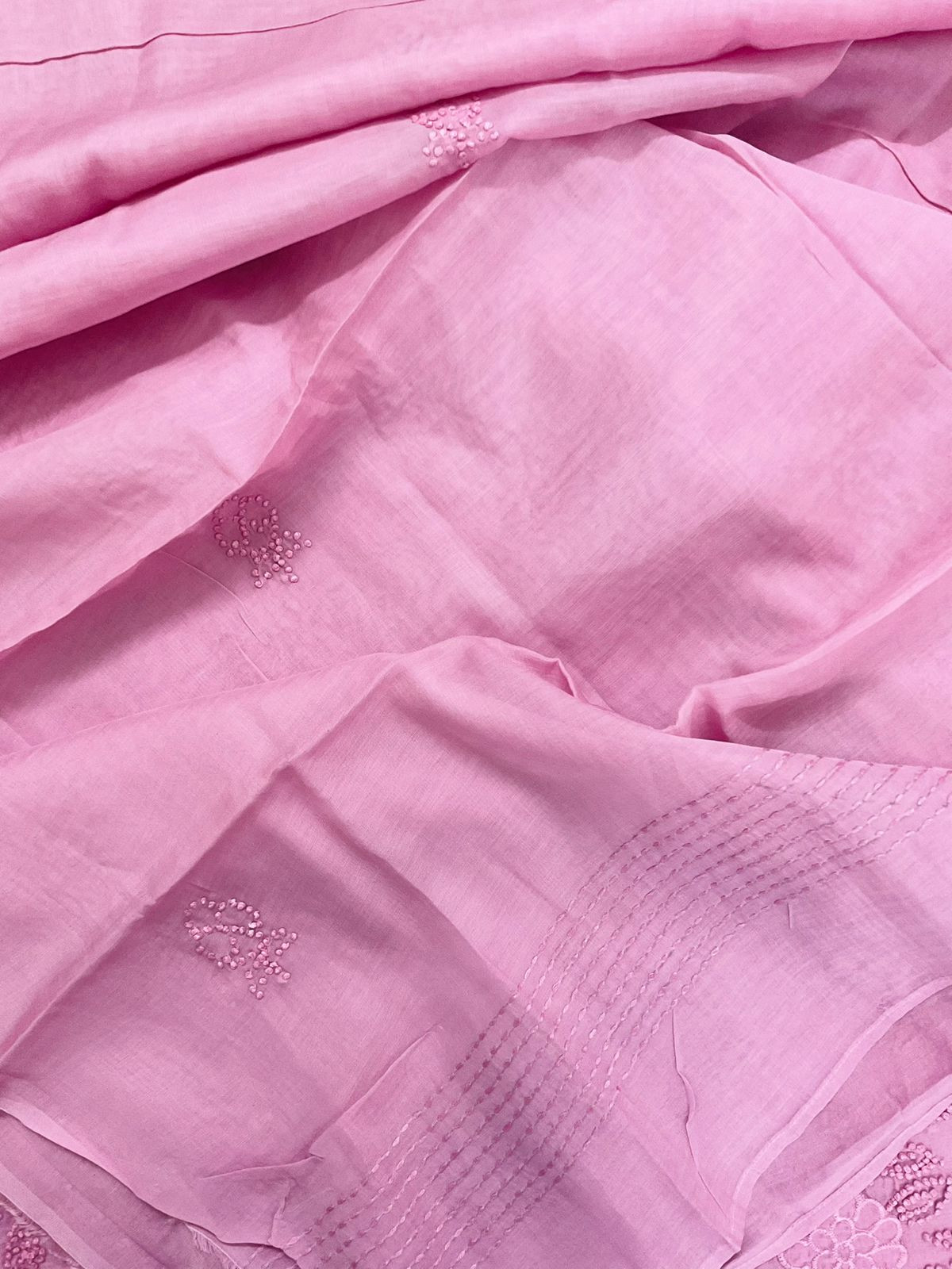 Pure Chanderi Embroidered Suit - Pink