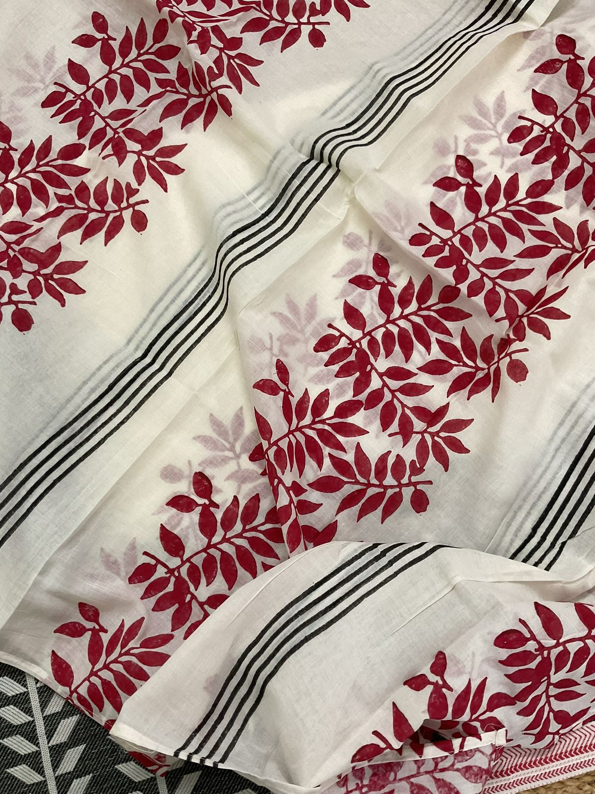 Pure Cotton Printed Self Weaved Embroidered Suit - Offwhite