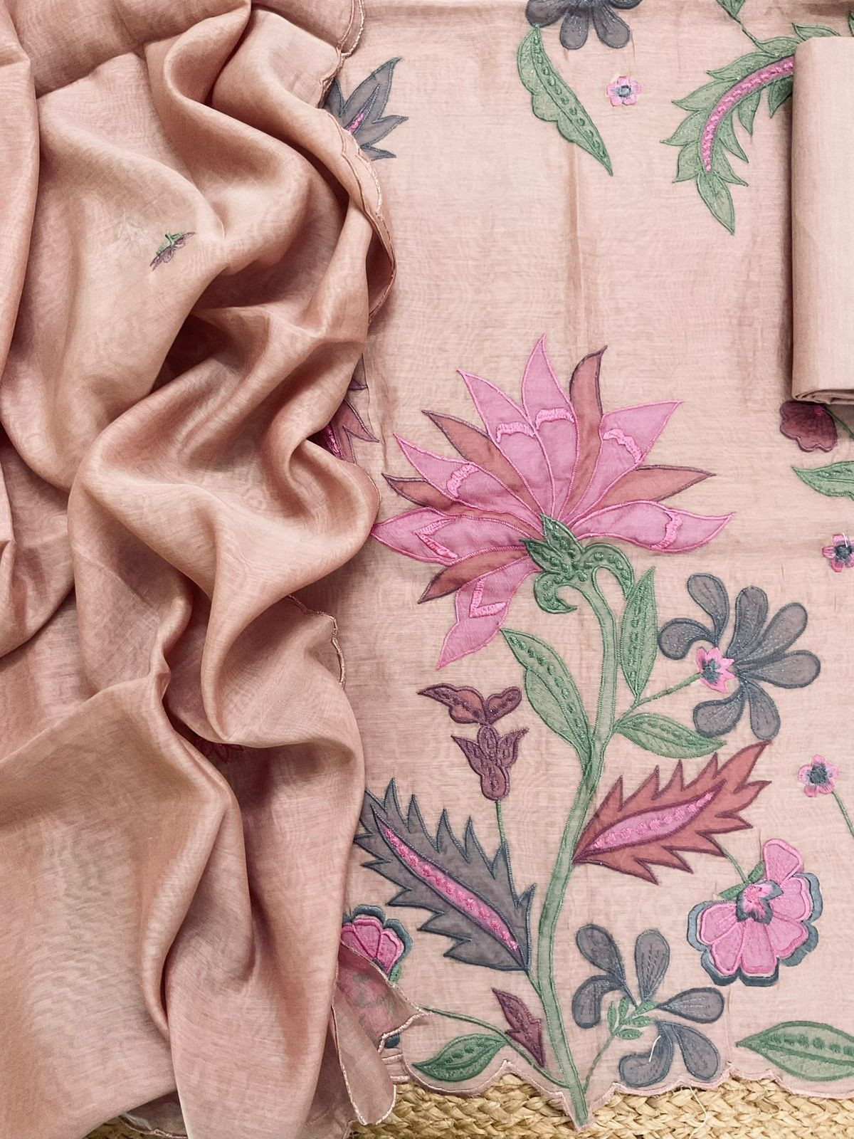 Pure Mul Chanderi Embroidered Suit - Onion Pink
