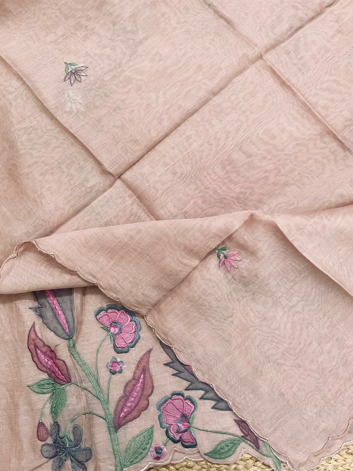 Pure Mul Chanderi Embroidered Suit - Onion Pink