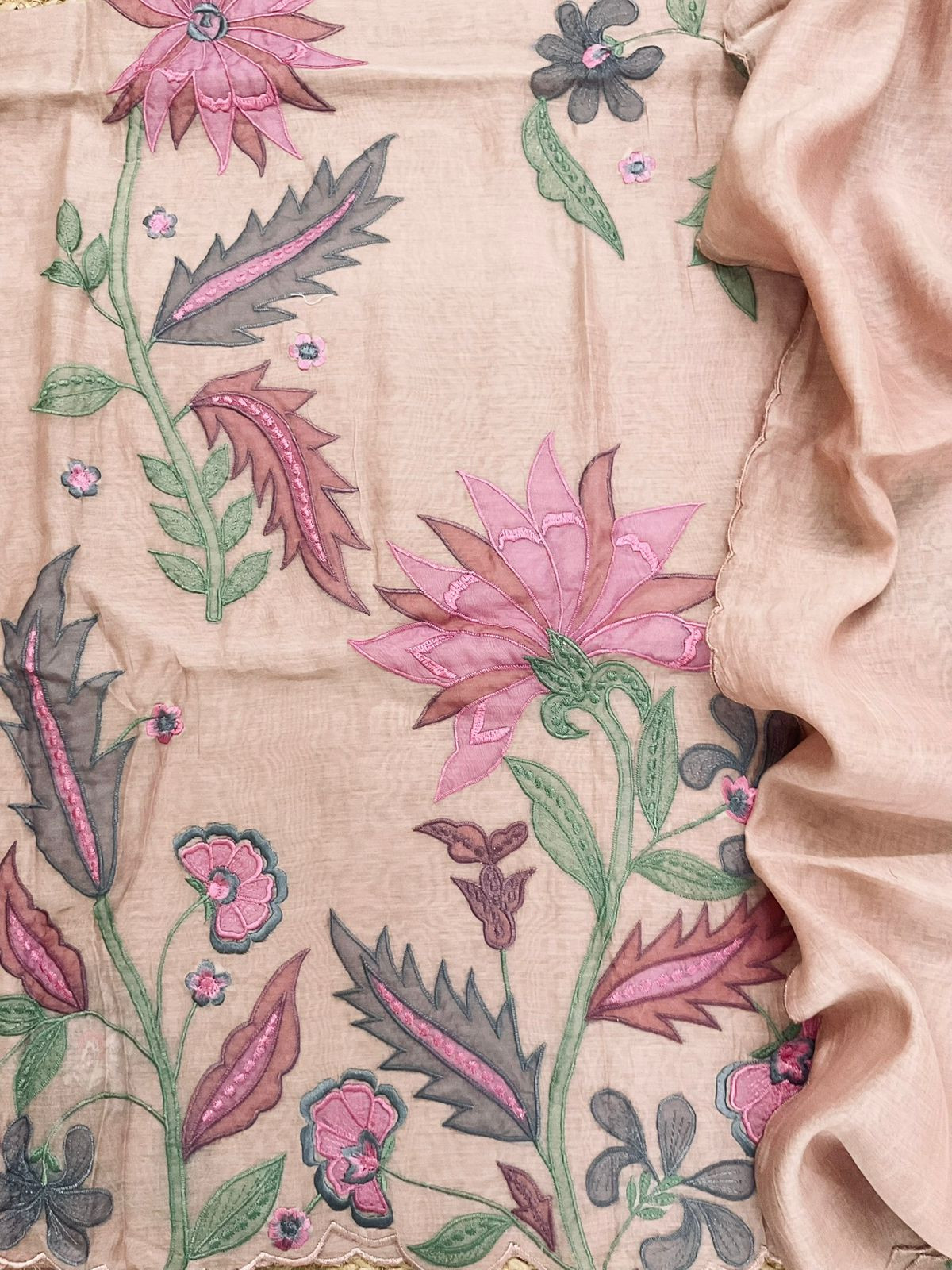Pure Mul Chanderi Embroidered Suit - Onion Pink