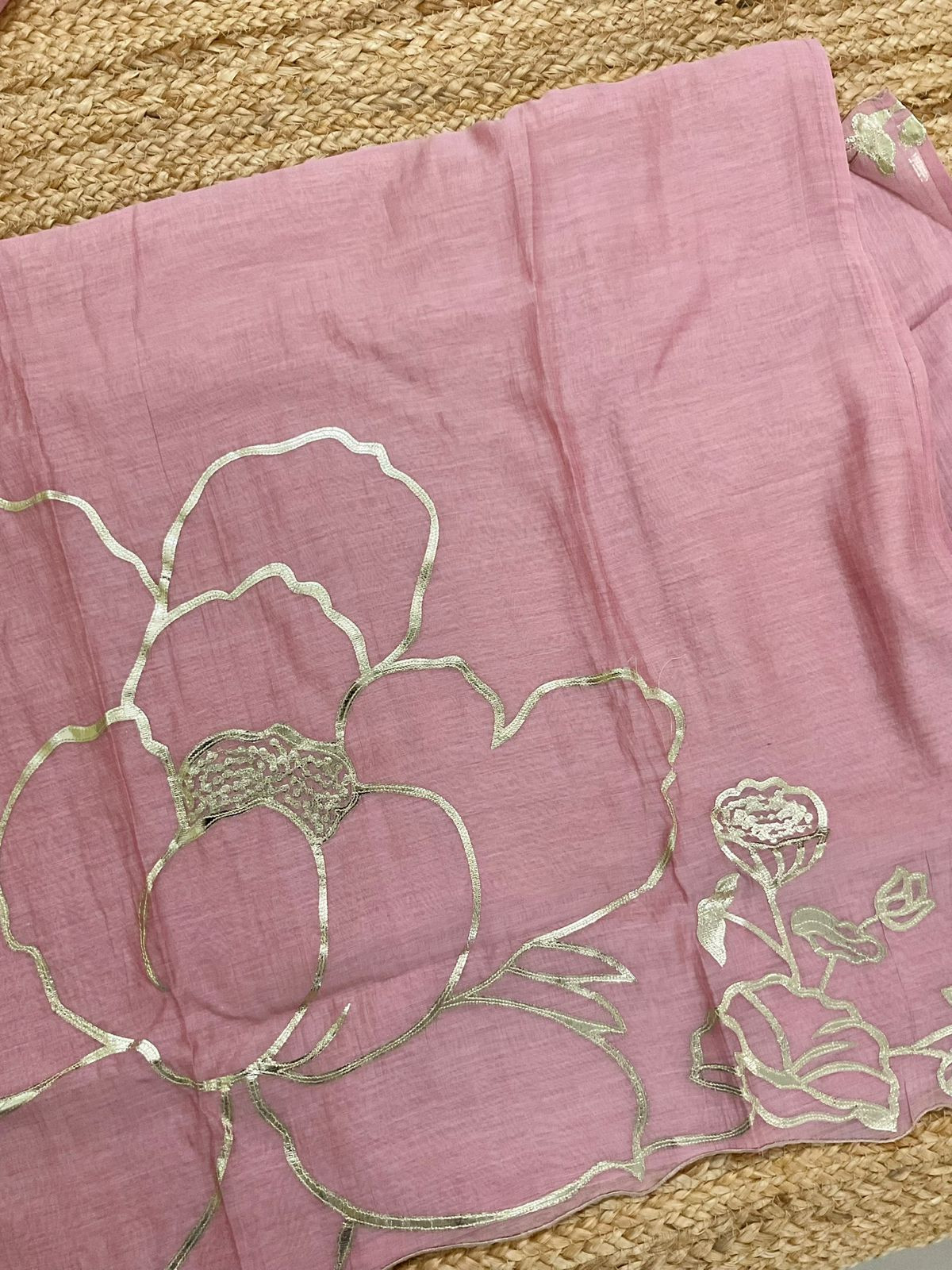Pure Mul Chanderi Embroidered Suit - Pink