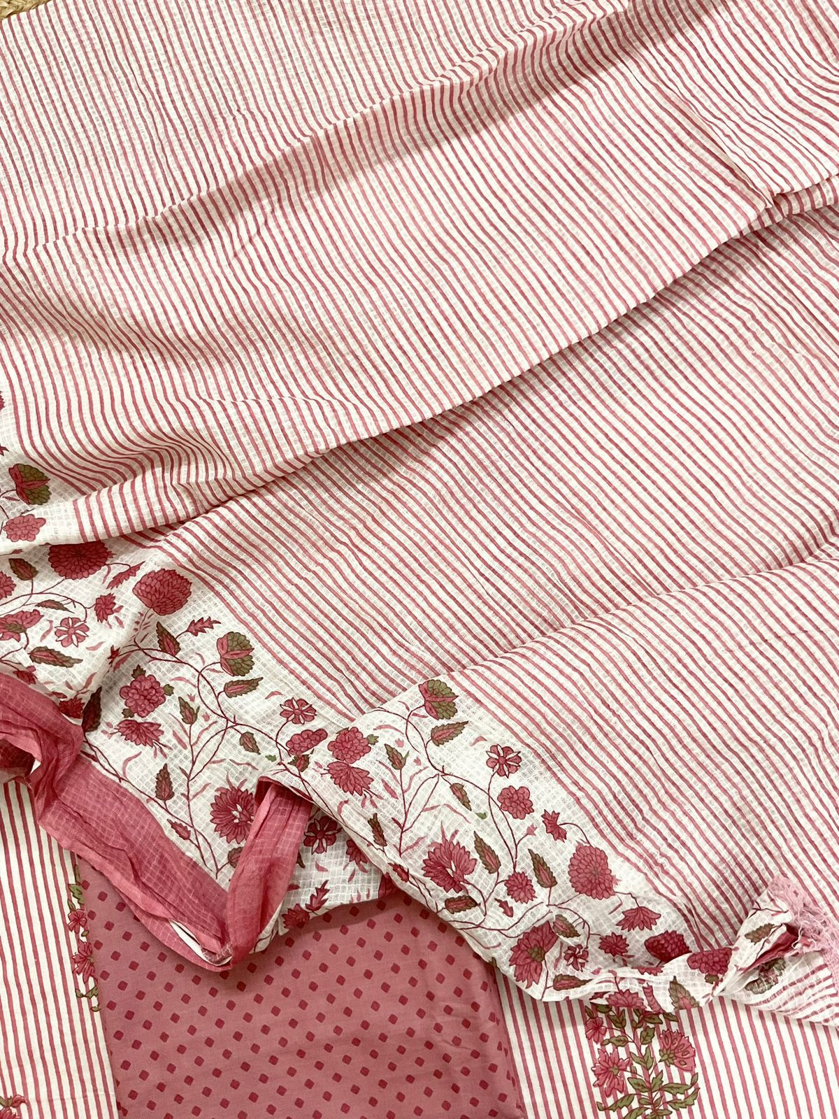 Pure Cotton Printed Embroidered Suit - Pink