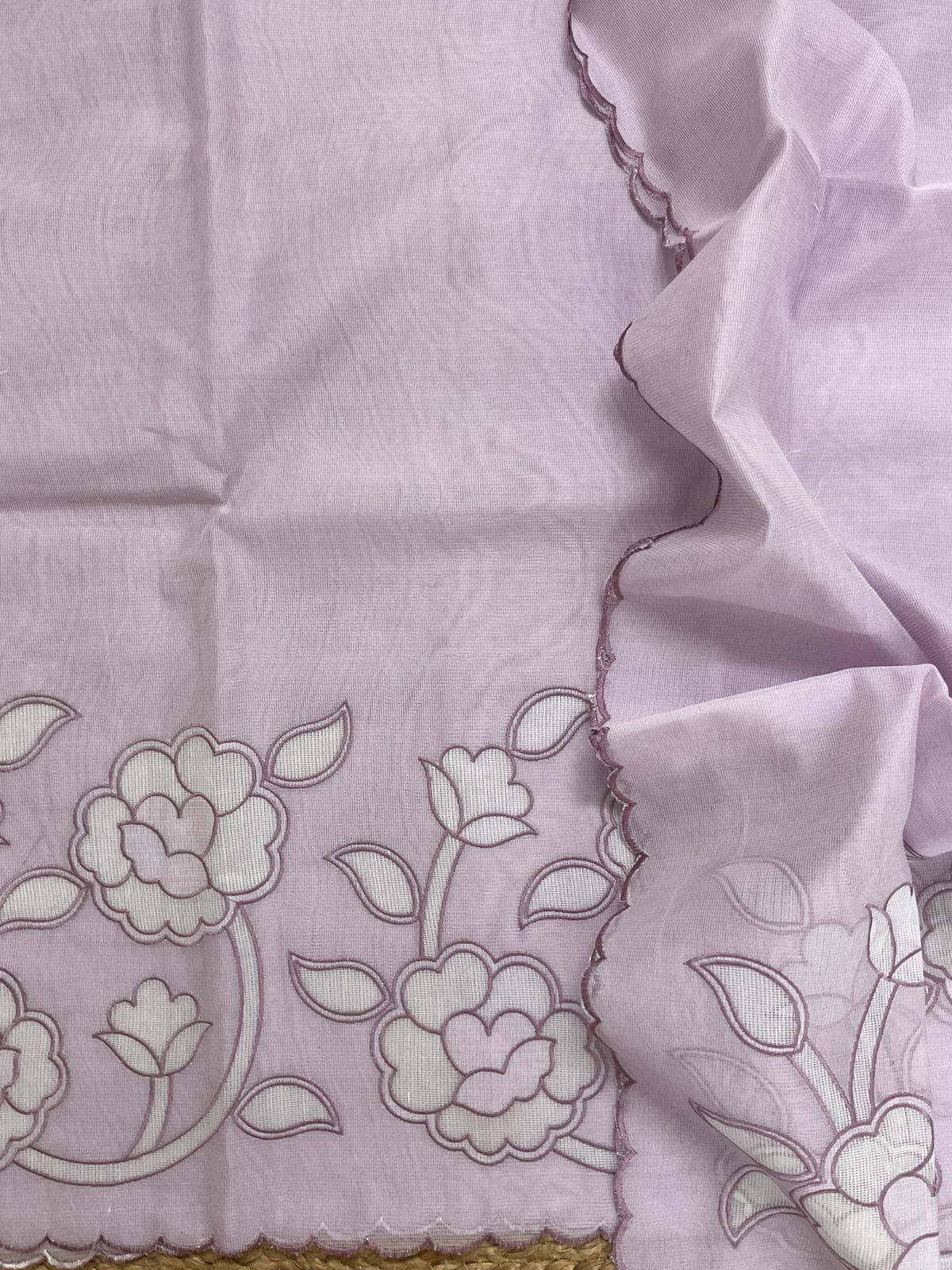 Soft Fine Supernet Embroidered Suit - Lavender