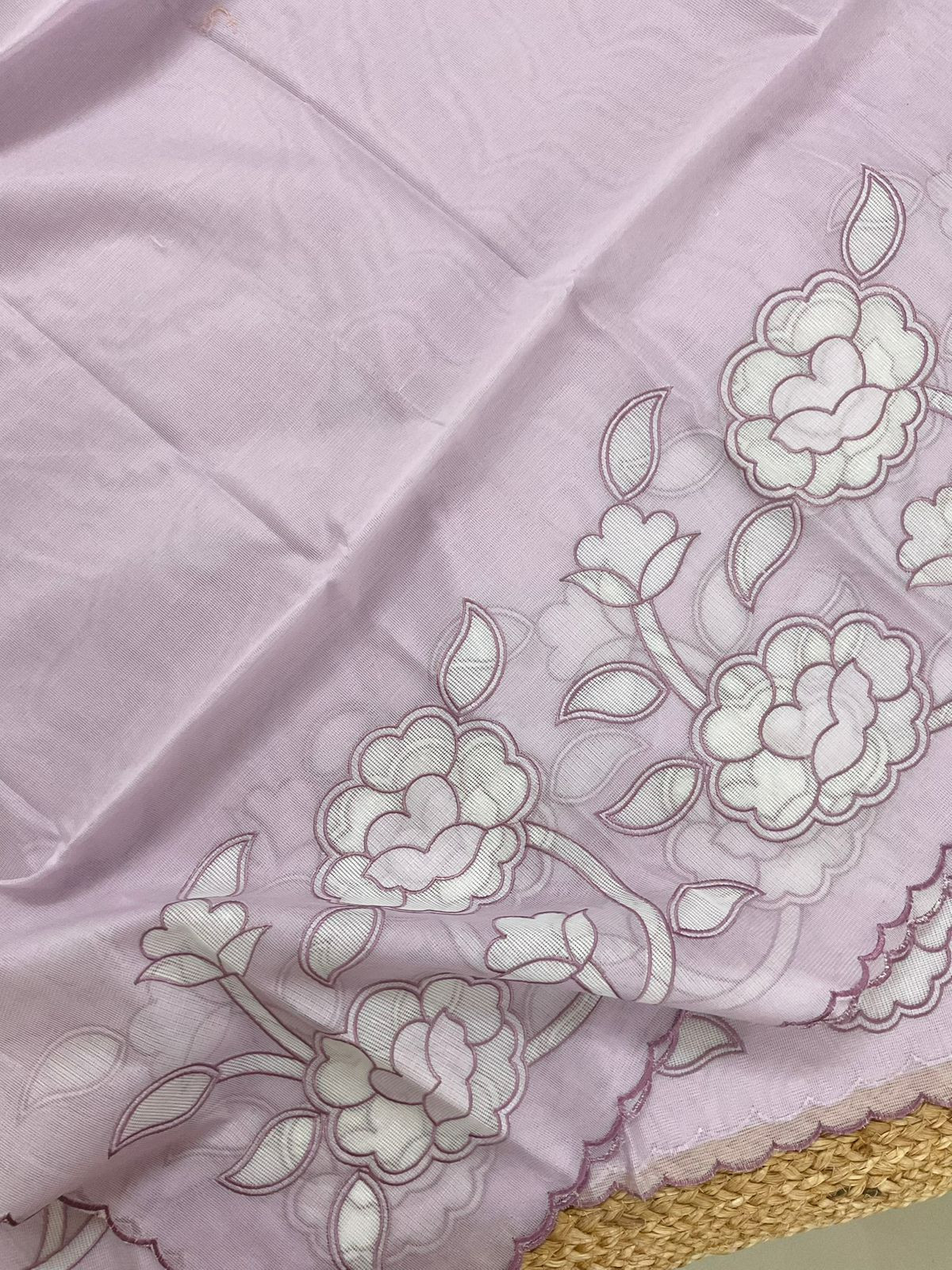 Soft Fine Supernet Embroidered Suit - Lavender