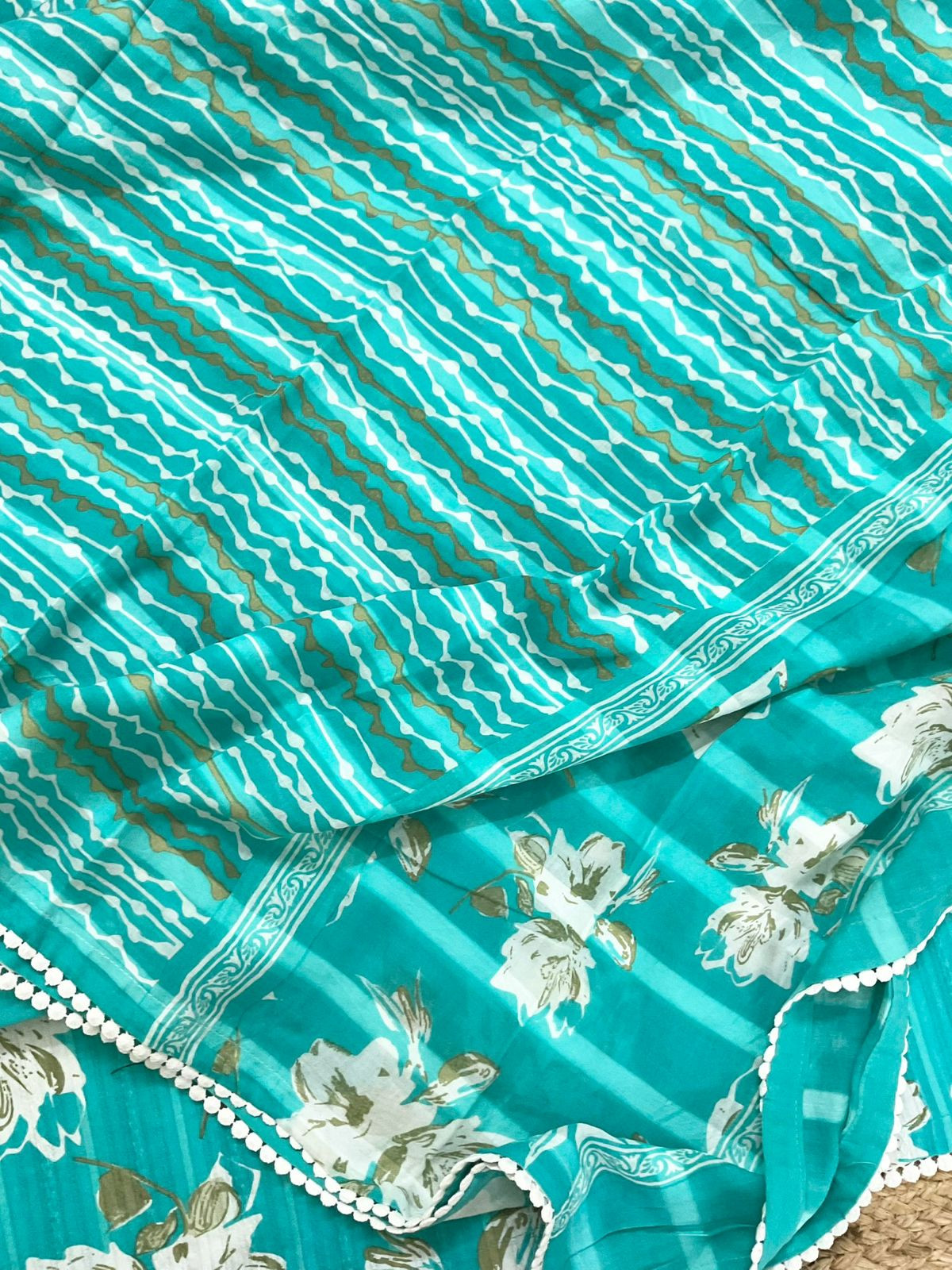 Pure Cotton Printed Self Weaved Suit - Blue
