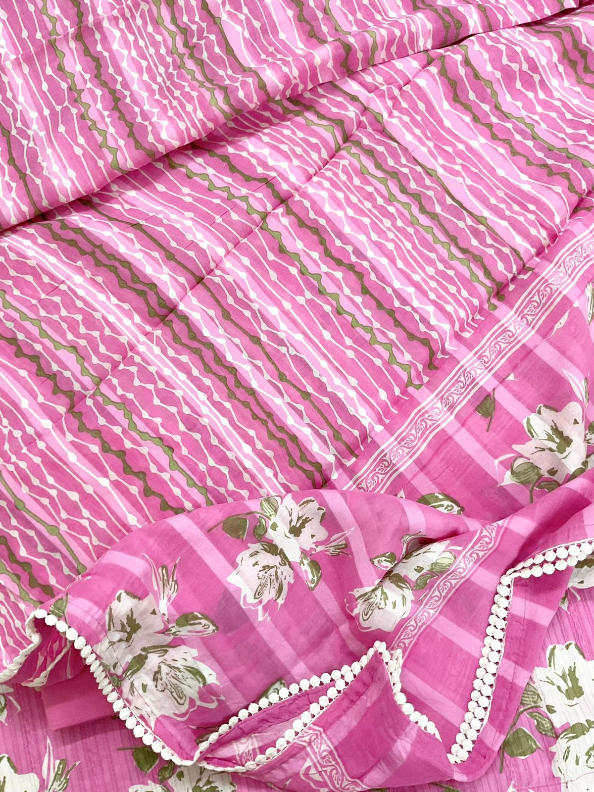 Pure Cotton Printed Self Weaved Suit - Pink