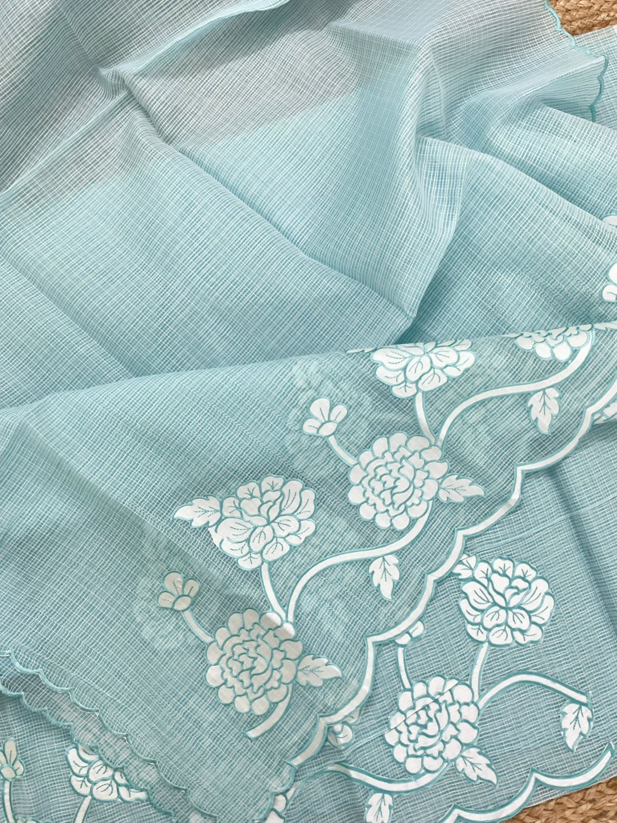 Soft Kota Organza Embroidered Suit - Blue