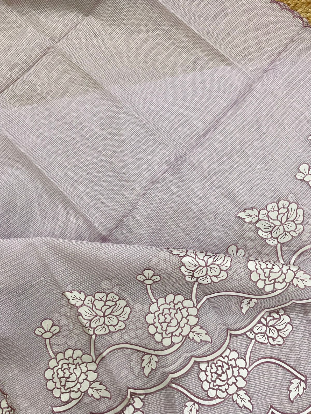 Soft Kota Organza Embroidered Suit - Lavender