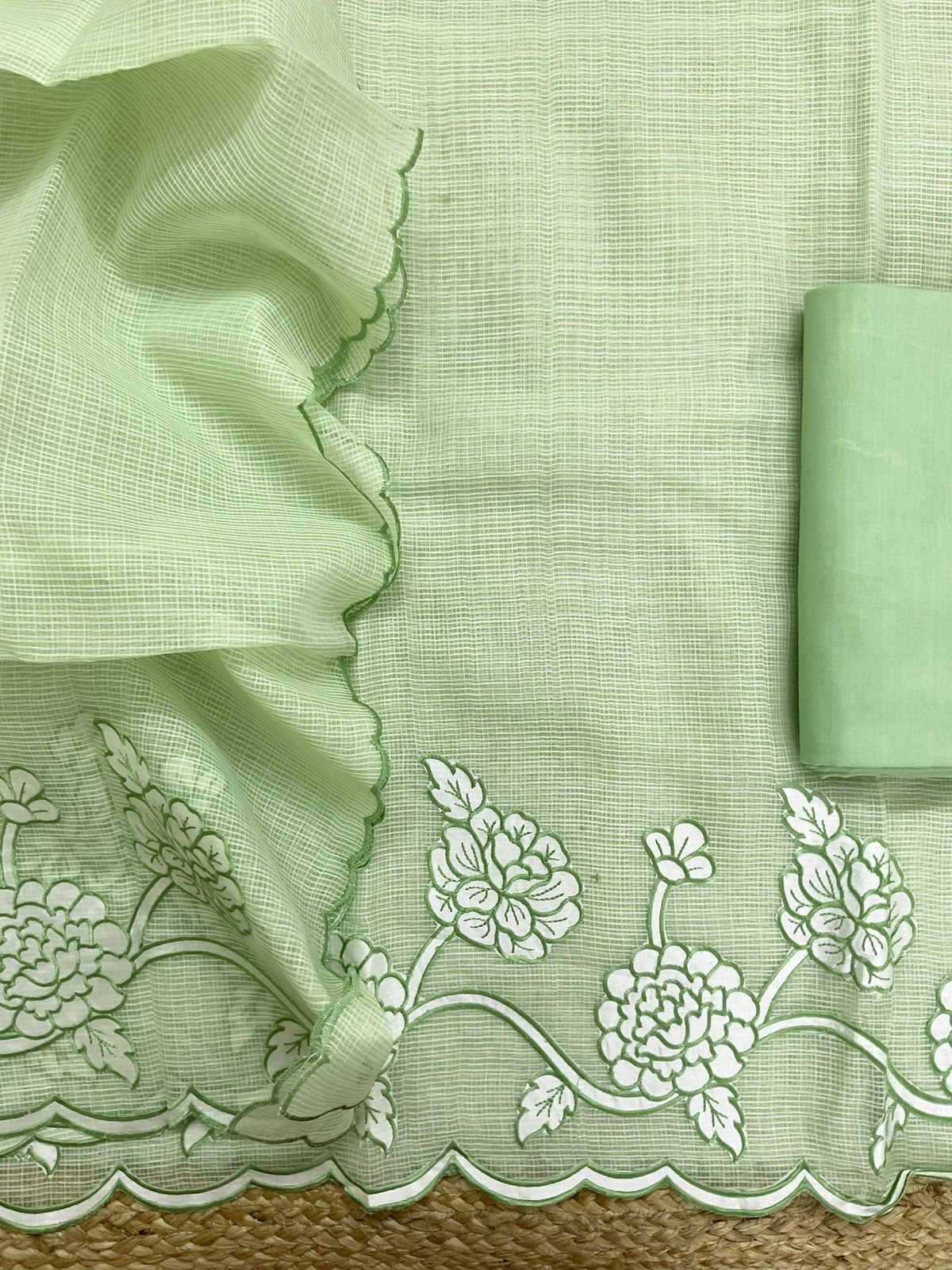 Soft Kota Organza Embroidered Suit - Green
