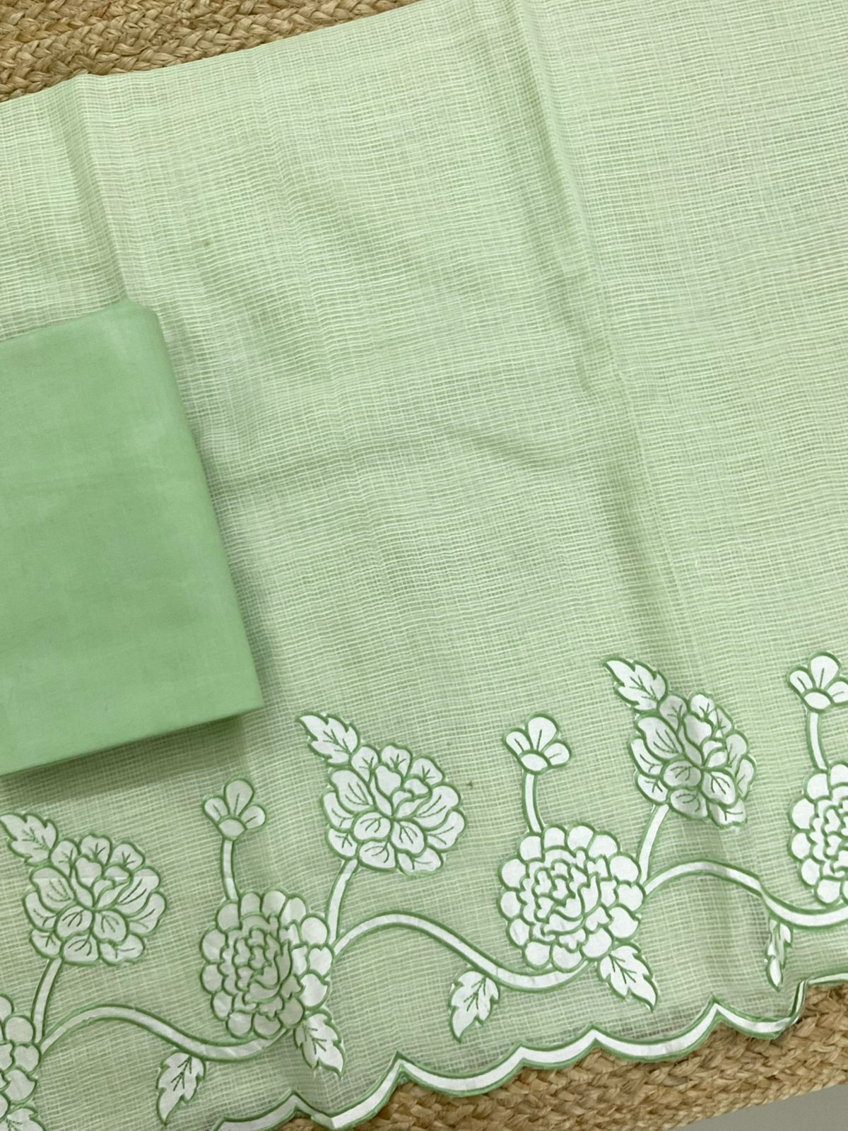 Soft Kota Organza Embroidered Suit - Green